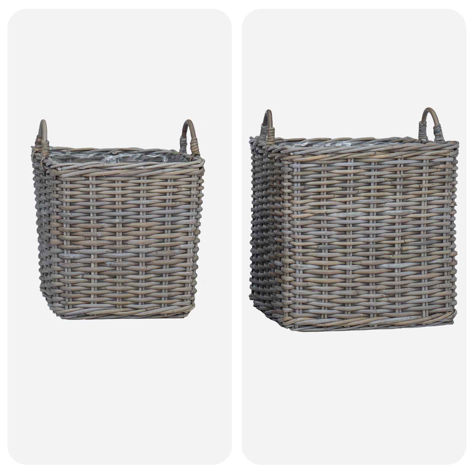Košarica za saksije s pohranom 2 pcs Siva Lacak Ratan