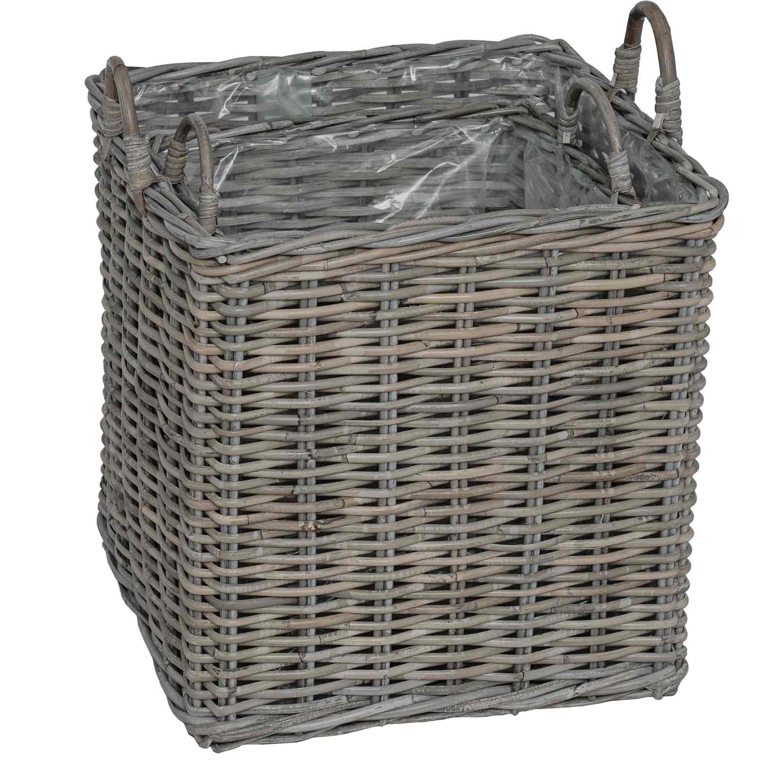 Košarica za saksije s pohranom 2 pcs Siva Lacak Ratan
