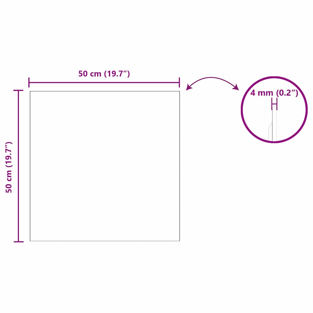 Zidno ogledalo Četvrtasti 50 x 50 cm Staklo otporno na udarce