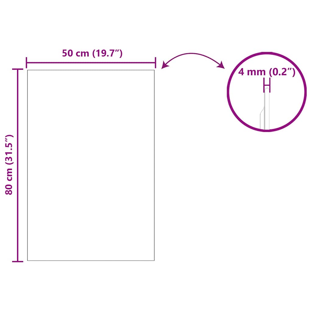 Zidno ogledalo Pravokutni 50 x 80 cm Staklo otporno na udarce