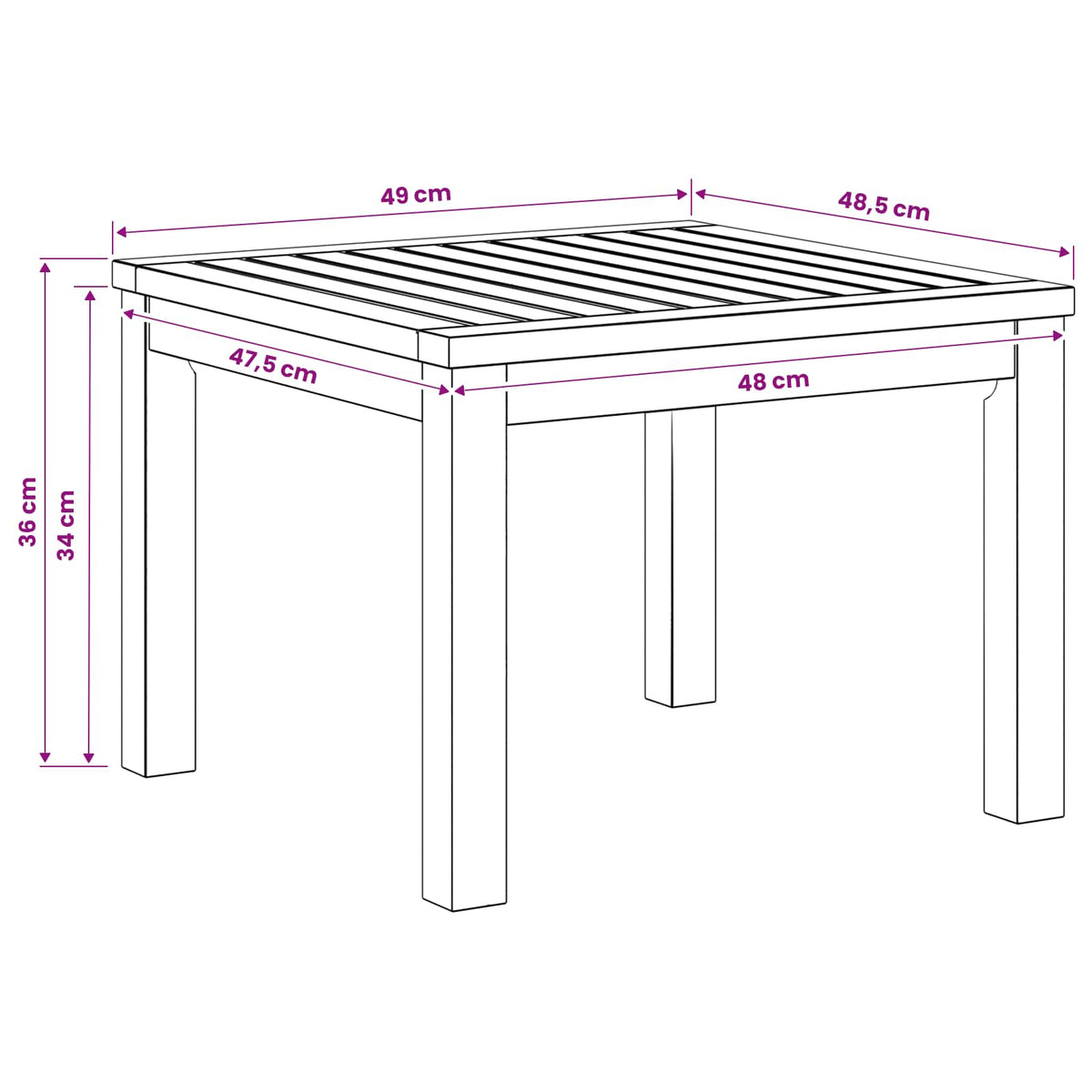 Stolić za kavu Prirodna 50 x 48,5 x 36 cm Čvrsto drvo akacije