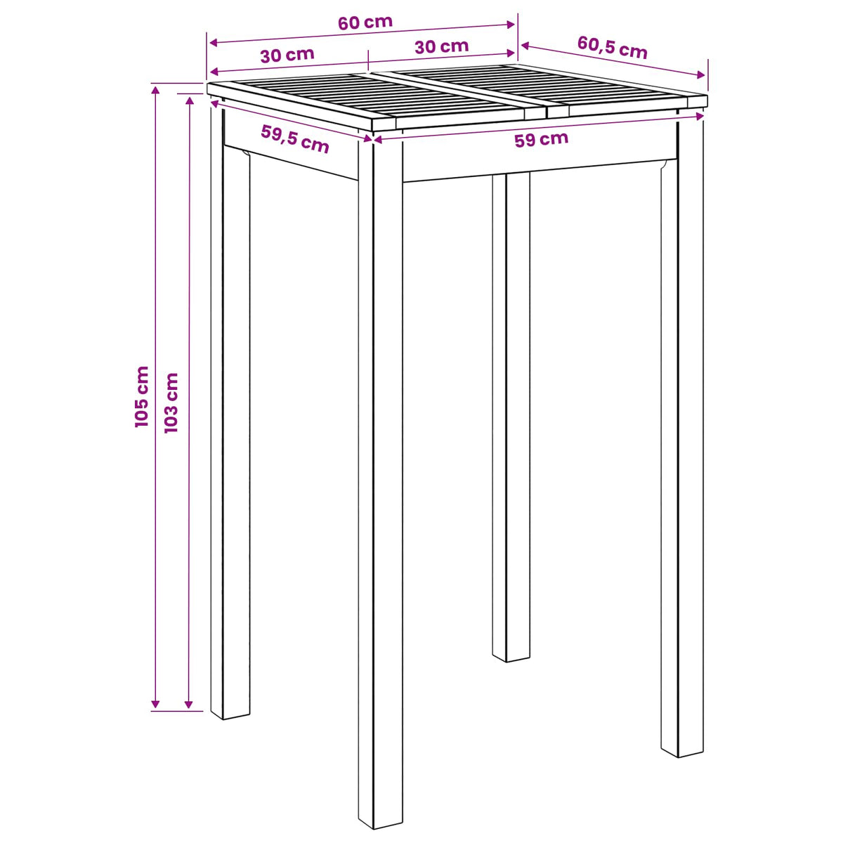 Stol za bar u vrtu Prirodna 60 x 60,5 x 105 cm