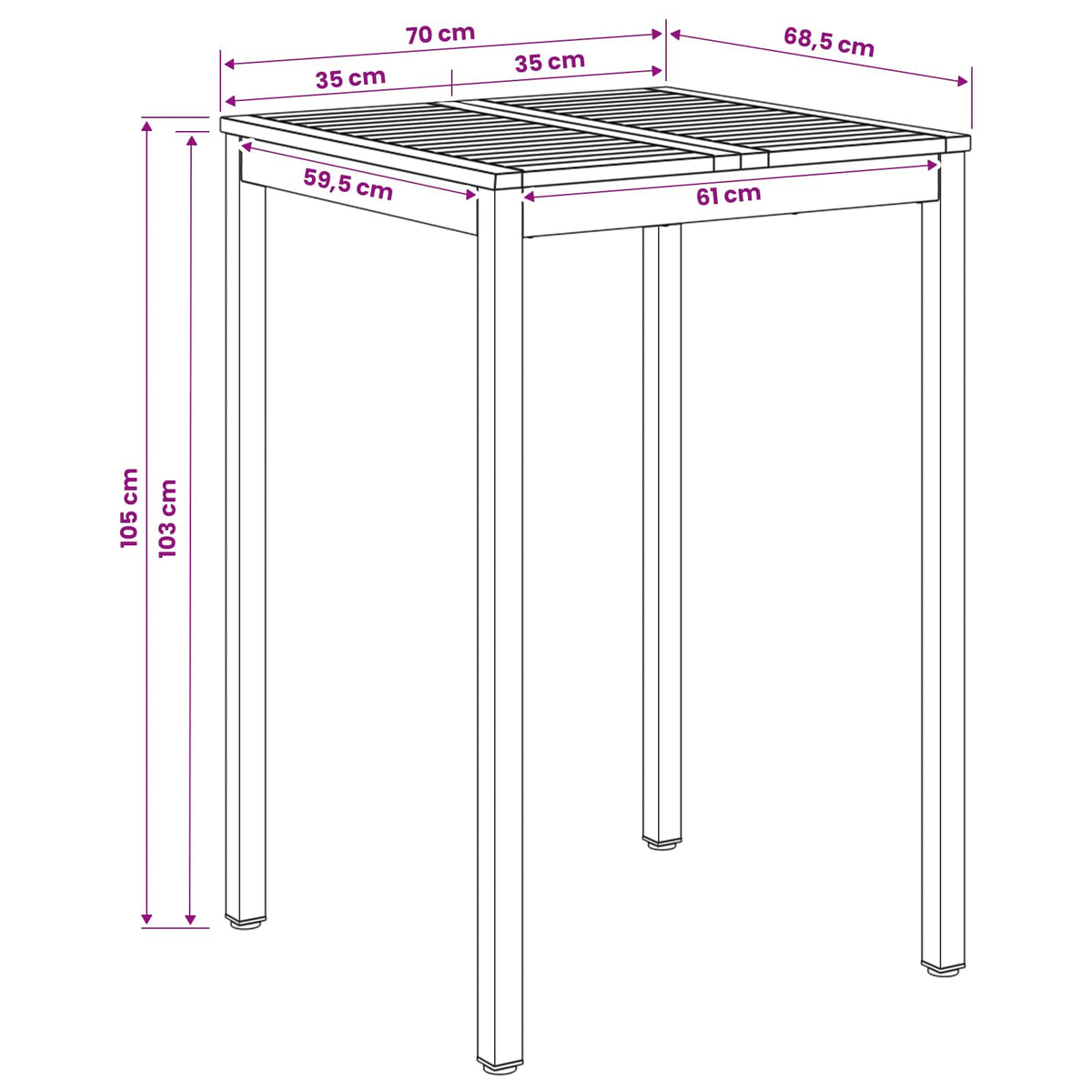 Stol za bar u vrtu Prirodna i kava 70 x 68,5 x 105 cm