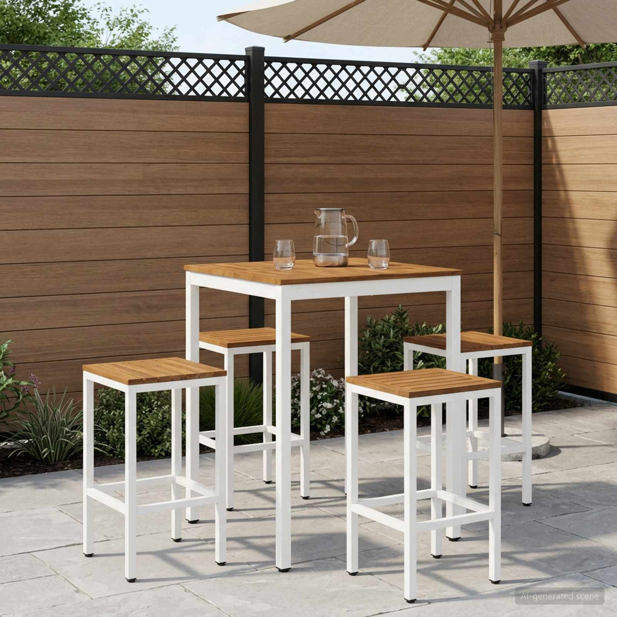 Stol za bar u vrtu Prirodna i bijela 80 x 80,5 x 105 cm