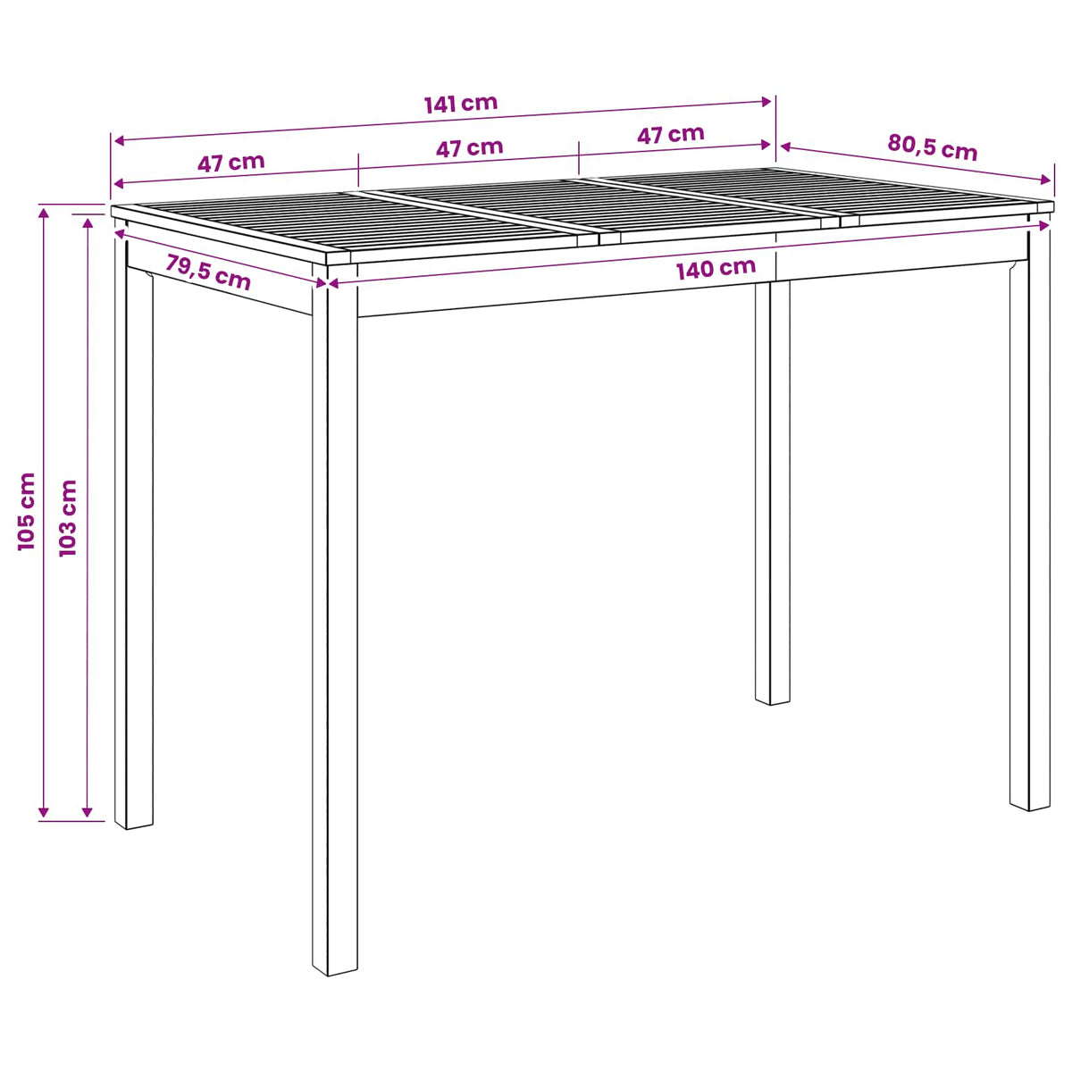 Stol za bar u vrtu Bijela 141 x 80,5 x 105 cm