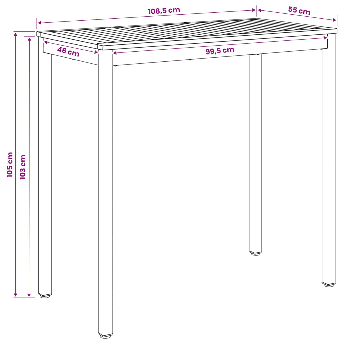 Stol za bar u vrtu Bijela i crna 108,5 x 55 x 105 cm