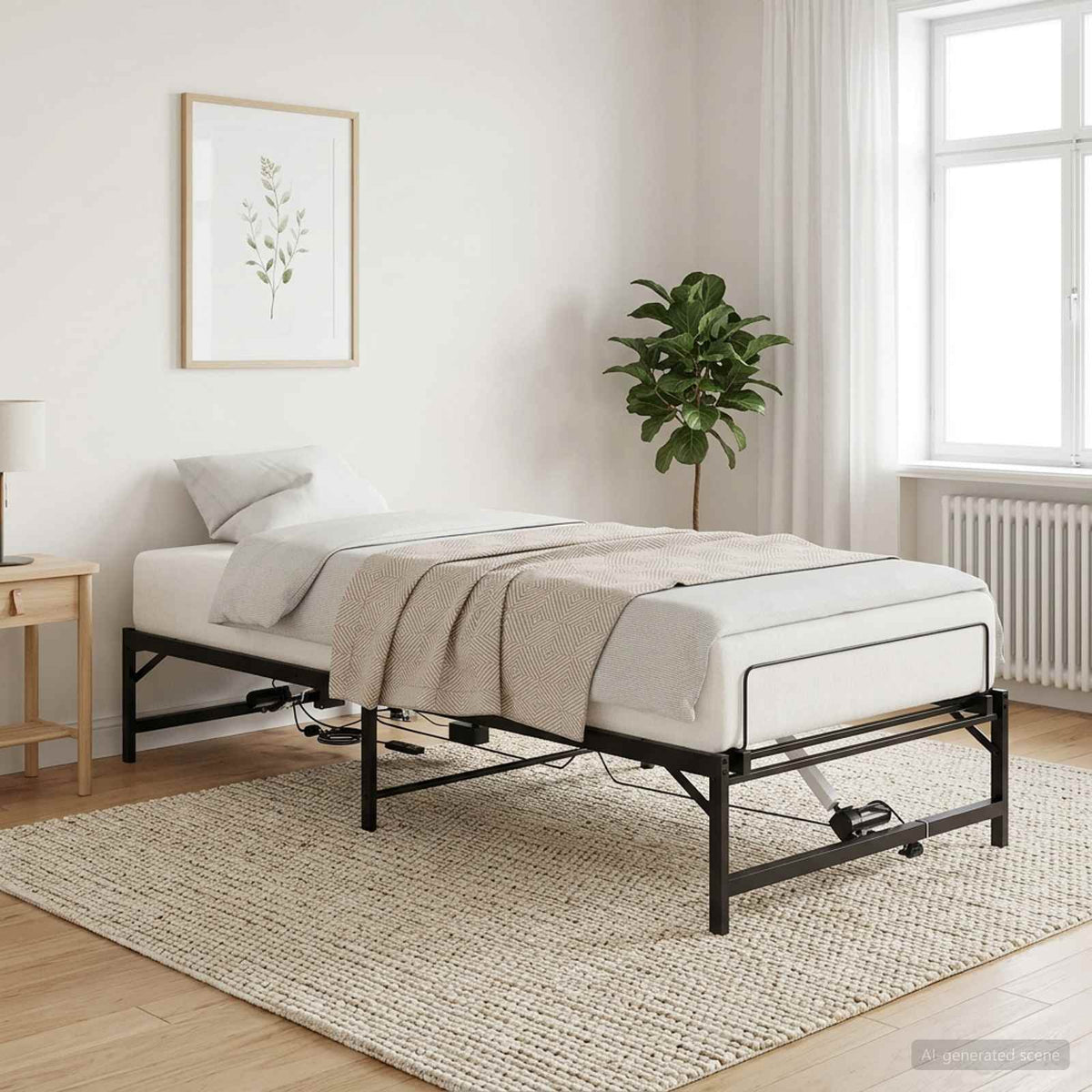 Električni podesivi okvir kreveta Crna 100 x 190 cm Čelik