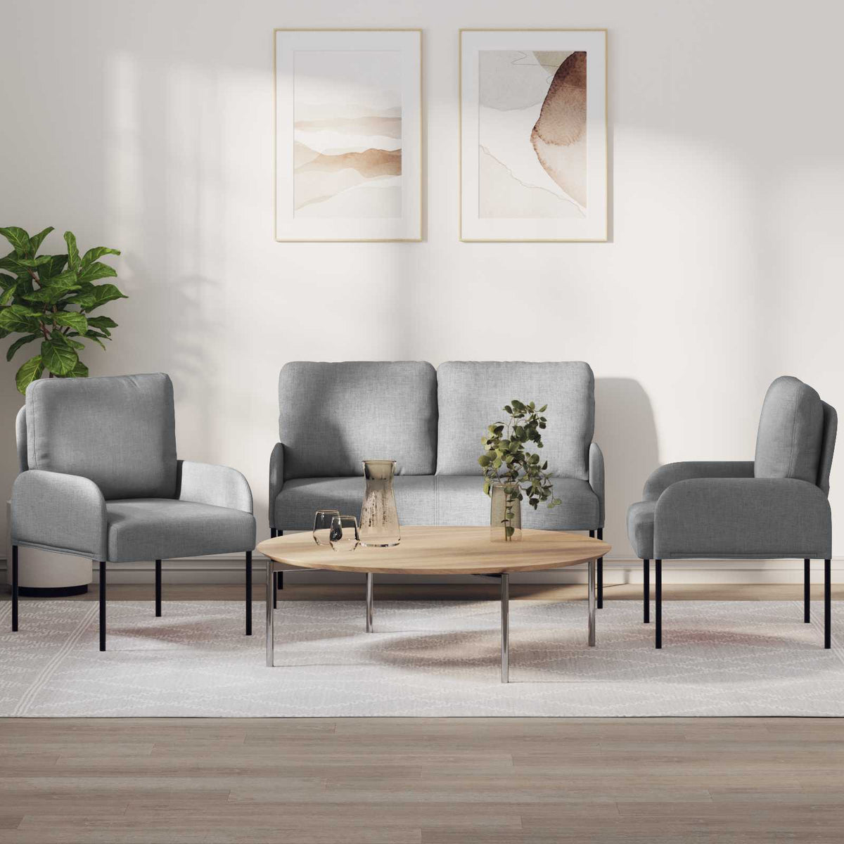 Setovi sofa 3 pcs Svijetlo siva 115 x 56 x 80 cm Šperploča