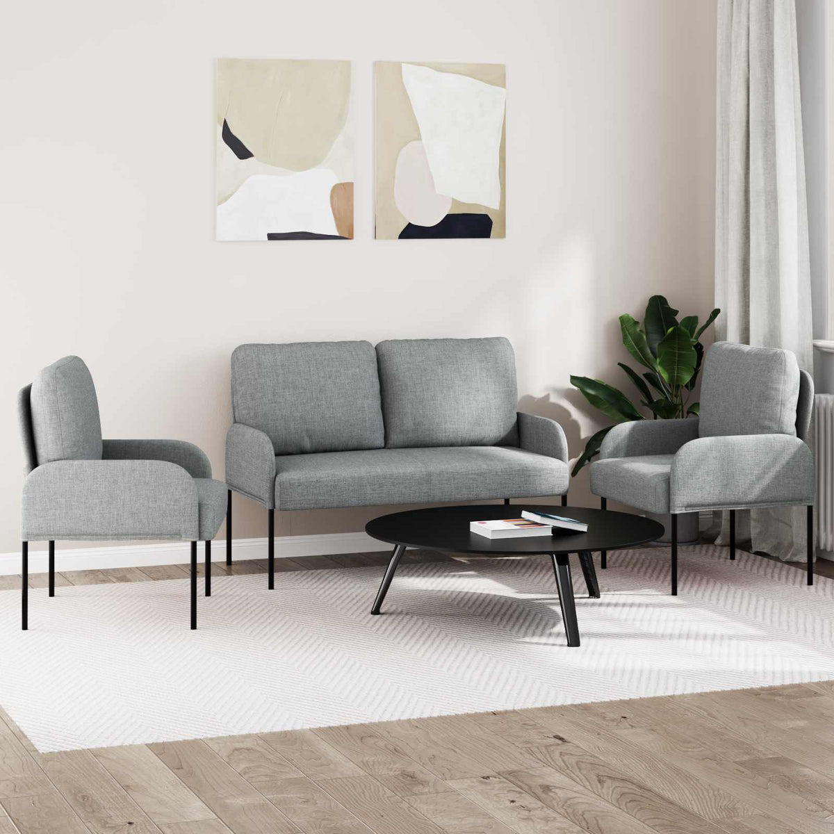 Setovi sofa 3 pcs Svijetlo siva 115 x 56 x 80 cm Šperploča
