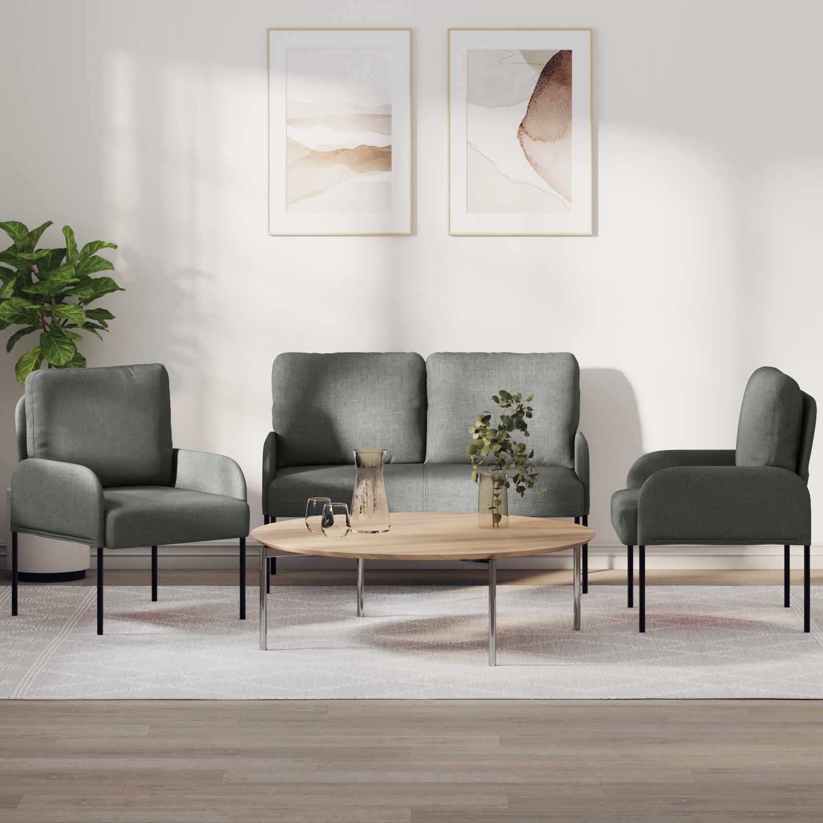 Setovi sofa 3 pcs Tamno siva 115 x 56 x 80 cm Šperploča