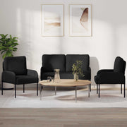 Setovi sofa s jastukom 3 pcs Crna 115 x 56 x 80 cm Šperploča