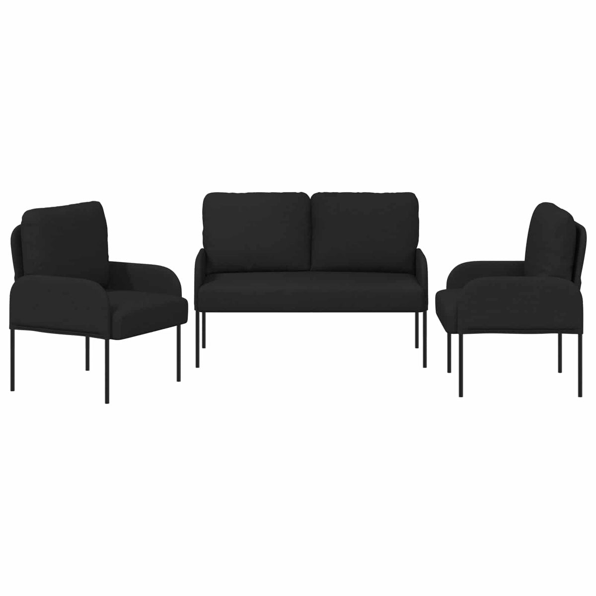 Setovi sofa s jastukom 3 pcs Crna 115 x 56 x 80 cm Šperploča