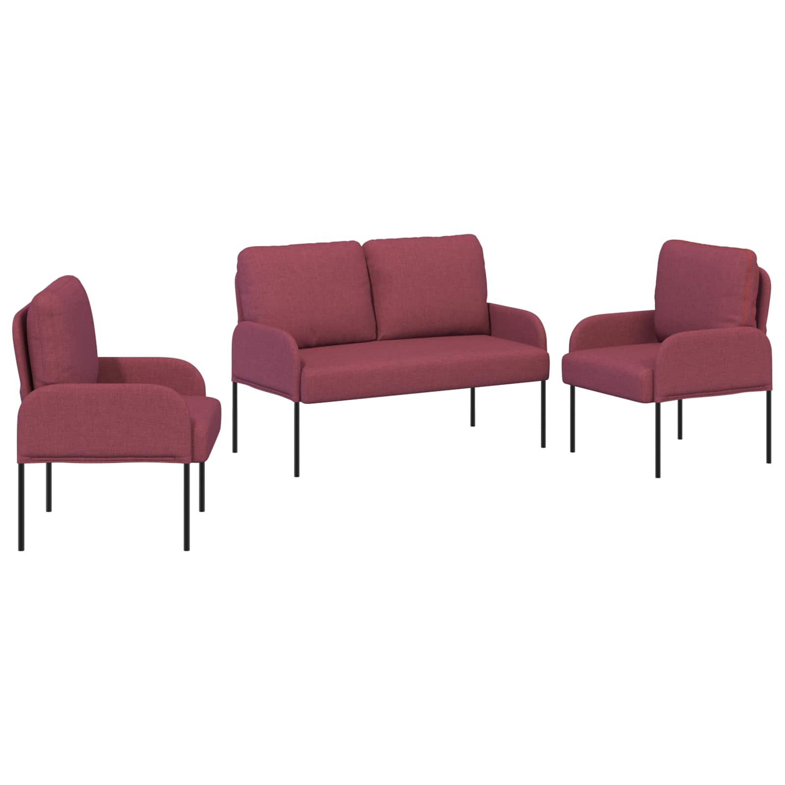 Setovi sofa 3 pcs Vinska crvena 115 x 56 x 80 cm Šperploča