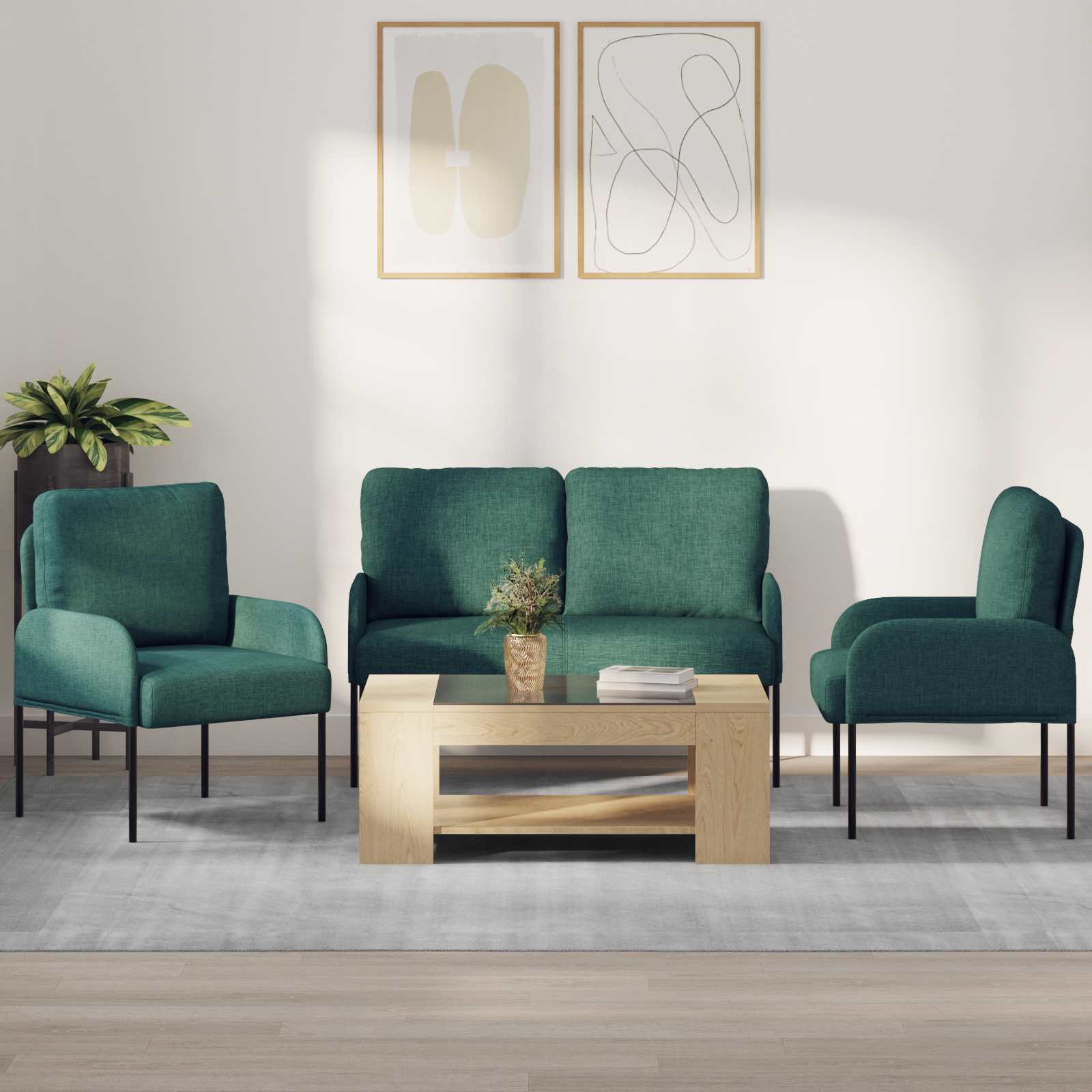 Setovi sofa 3 pcs Tamnozelena 115 x 56 x 80 cm Šperploča
