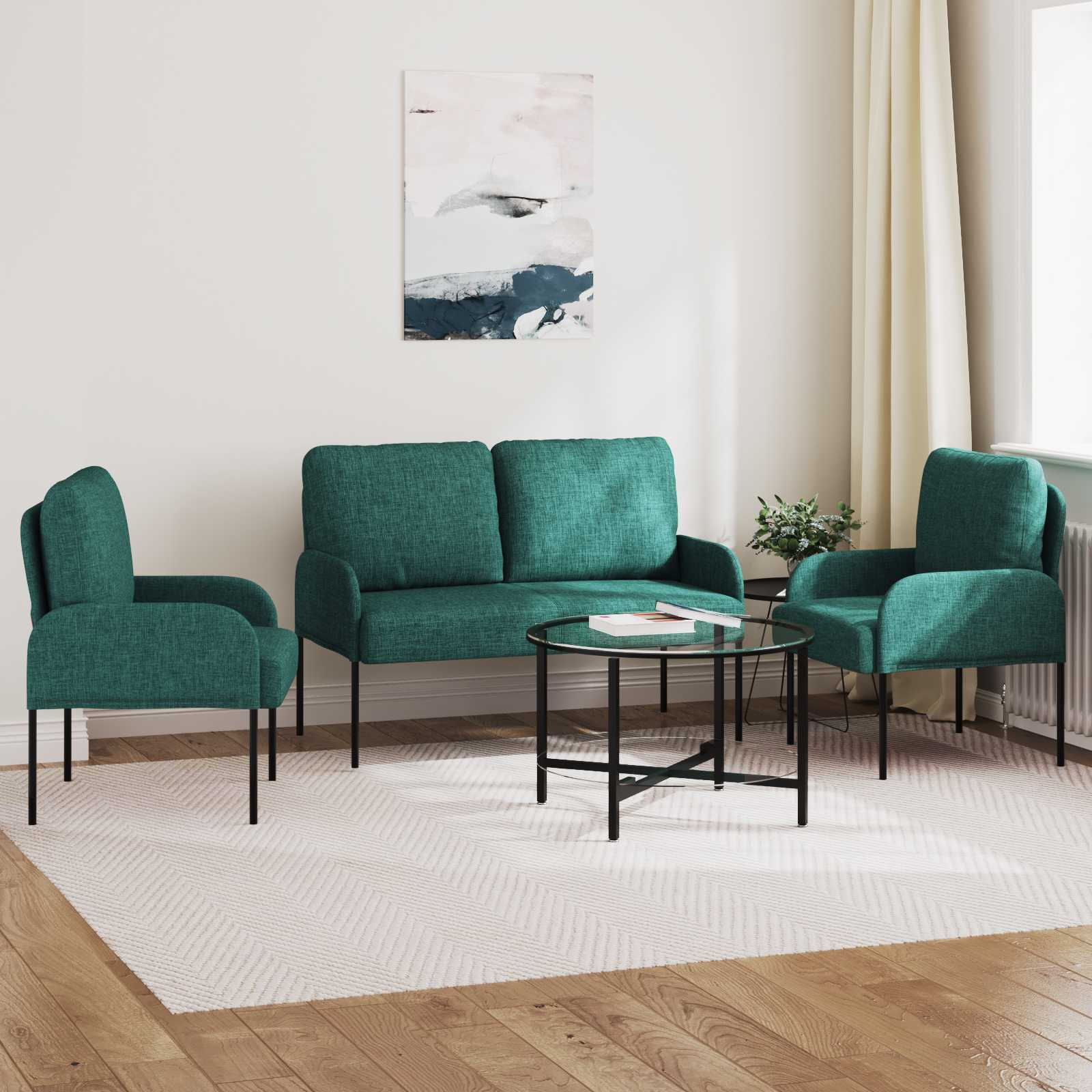 Setovi sofa 3 pcs Tamnozelena 115 x 56 x 80 cm Šperploča
