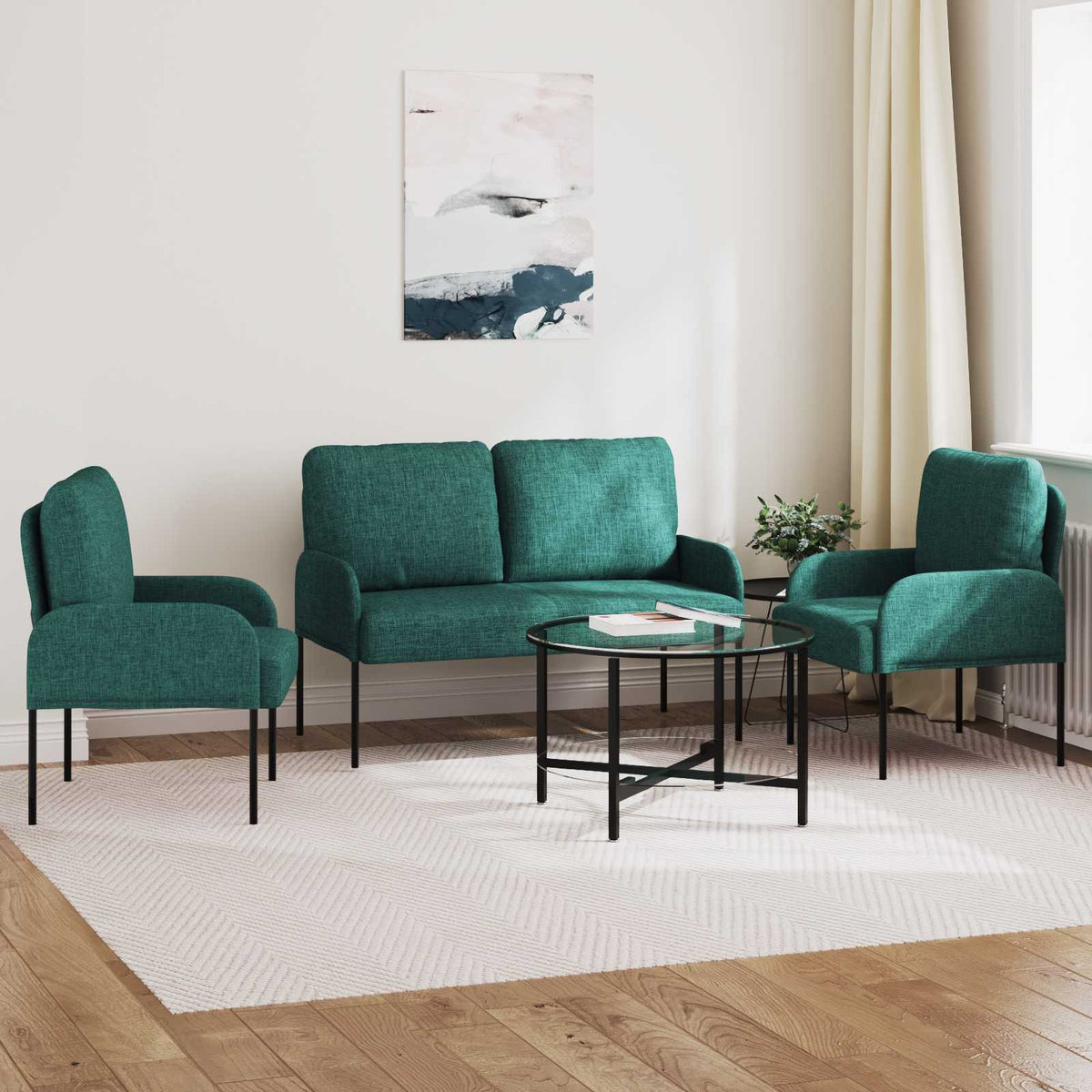 Setovi sofa 3 pcs Tamnozelena 115 x 56 x 80 cm Šperploča