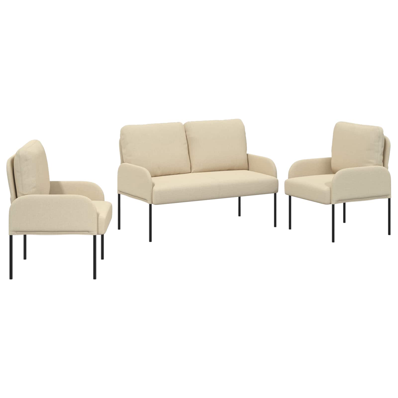 Setovi sofa s jastukom 3 pcs Krema 115 x 56 x 80 cm Šperploča