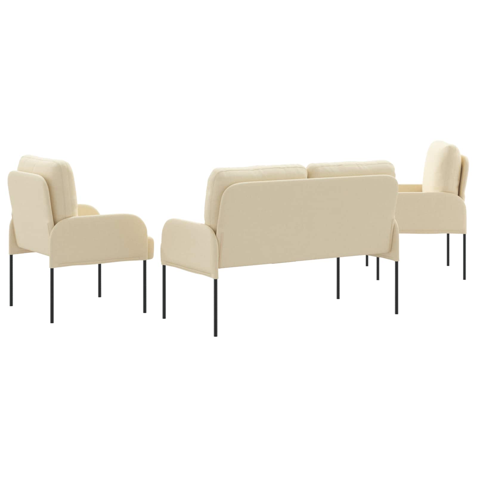 Setovi sofa s jastukom 3 pcs Krema 115 x 56 x 80 cm Šperploča