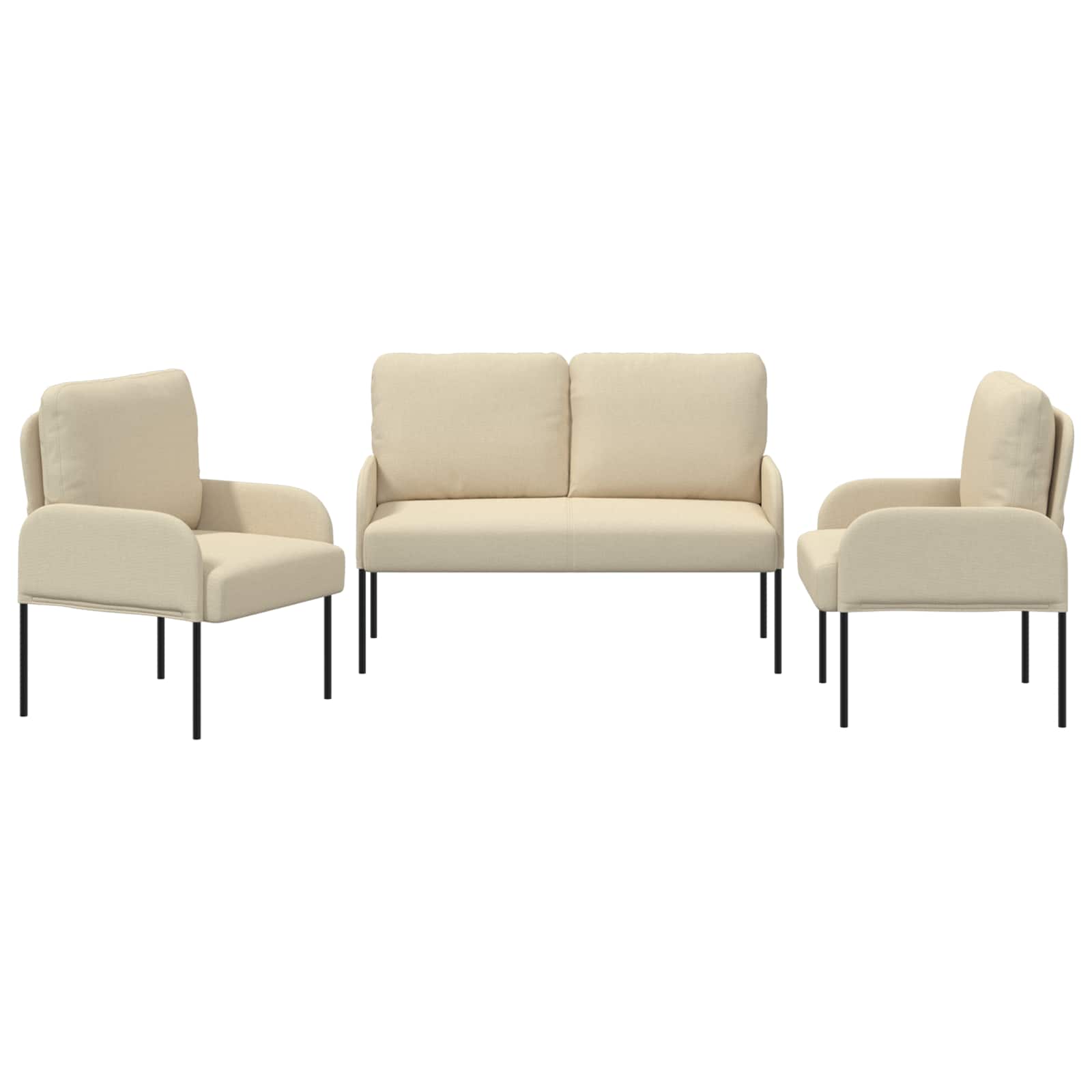 Setovi sofa s jastukom 3 pcs Krema 115 x 56 x 80 cm Šperploča