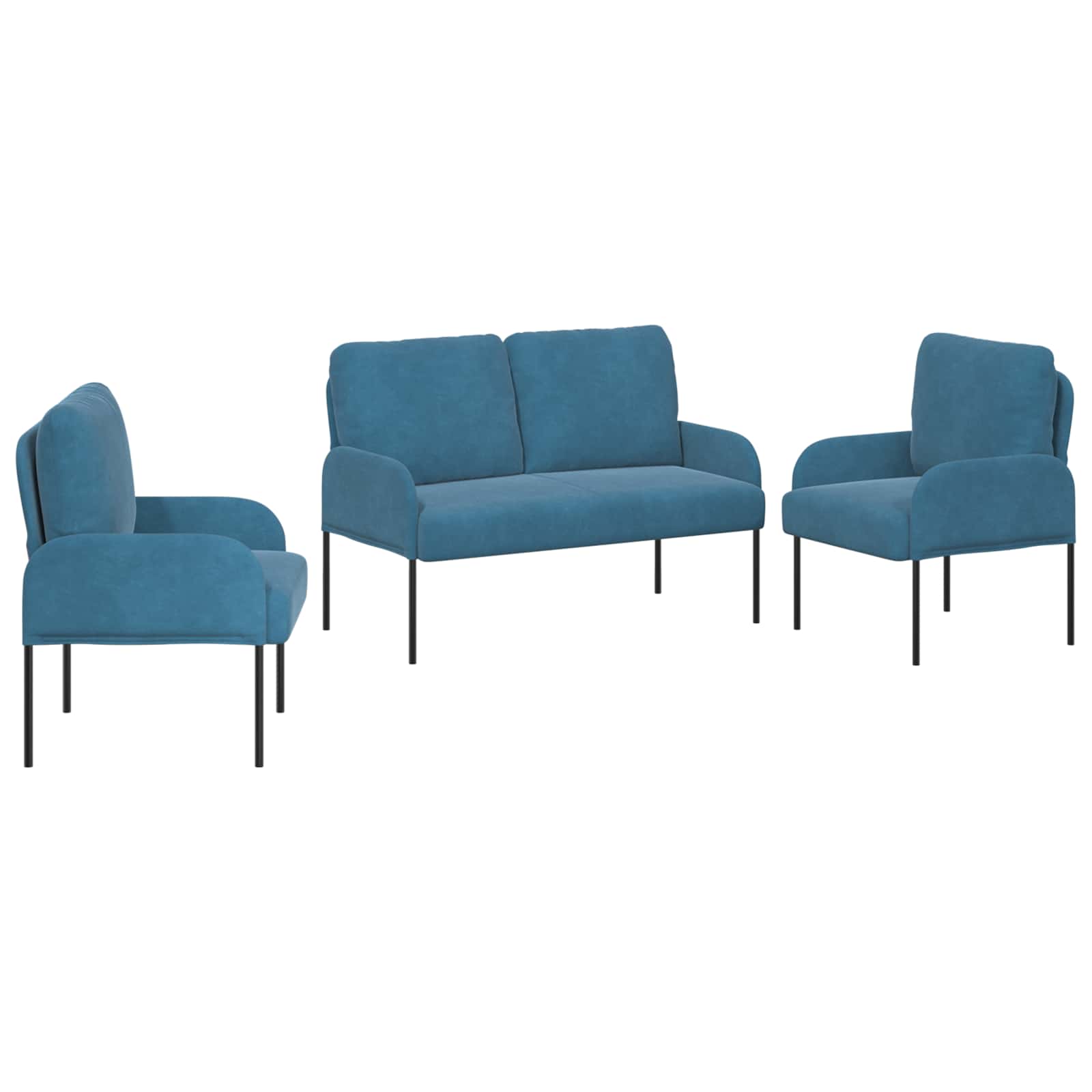 Setovi sofa s jastukom 3 pcs Plava 115 x 56 x 80 cm Šperploča