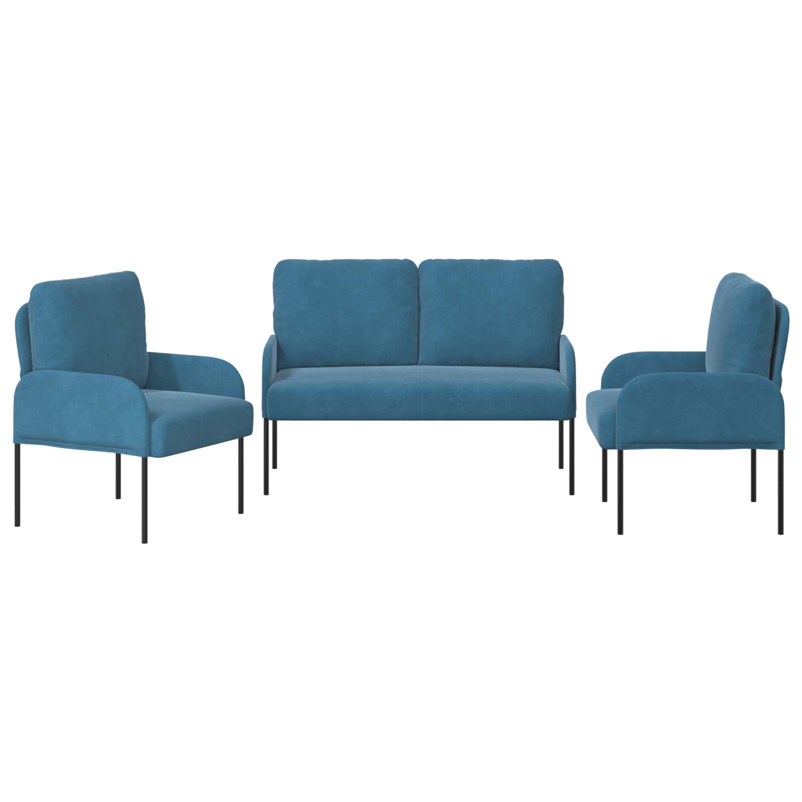 Setovi sofa s jastukom 3 pcs Plava 115 x 56 x 80 cm Šperploča