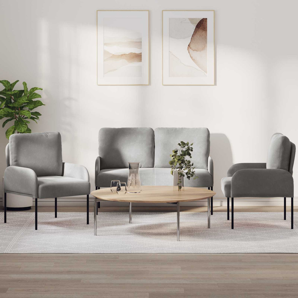 Setovi sofa 3 pcs Svijetlo siva 115 x 56 x 80 cm Šperploča