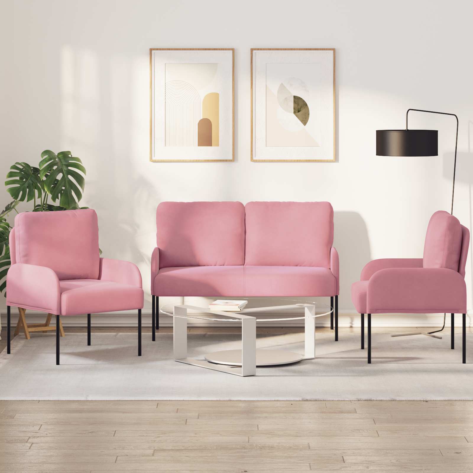 Setovi sofa 3 pcs Ružičasta 115 x 56 x 80 cm Šperploča