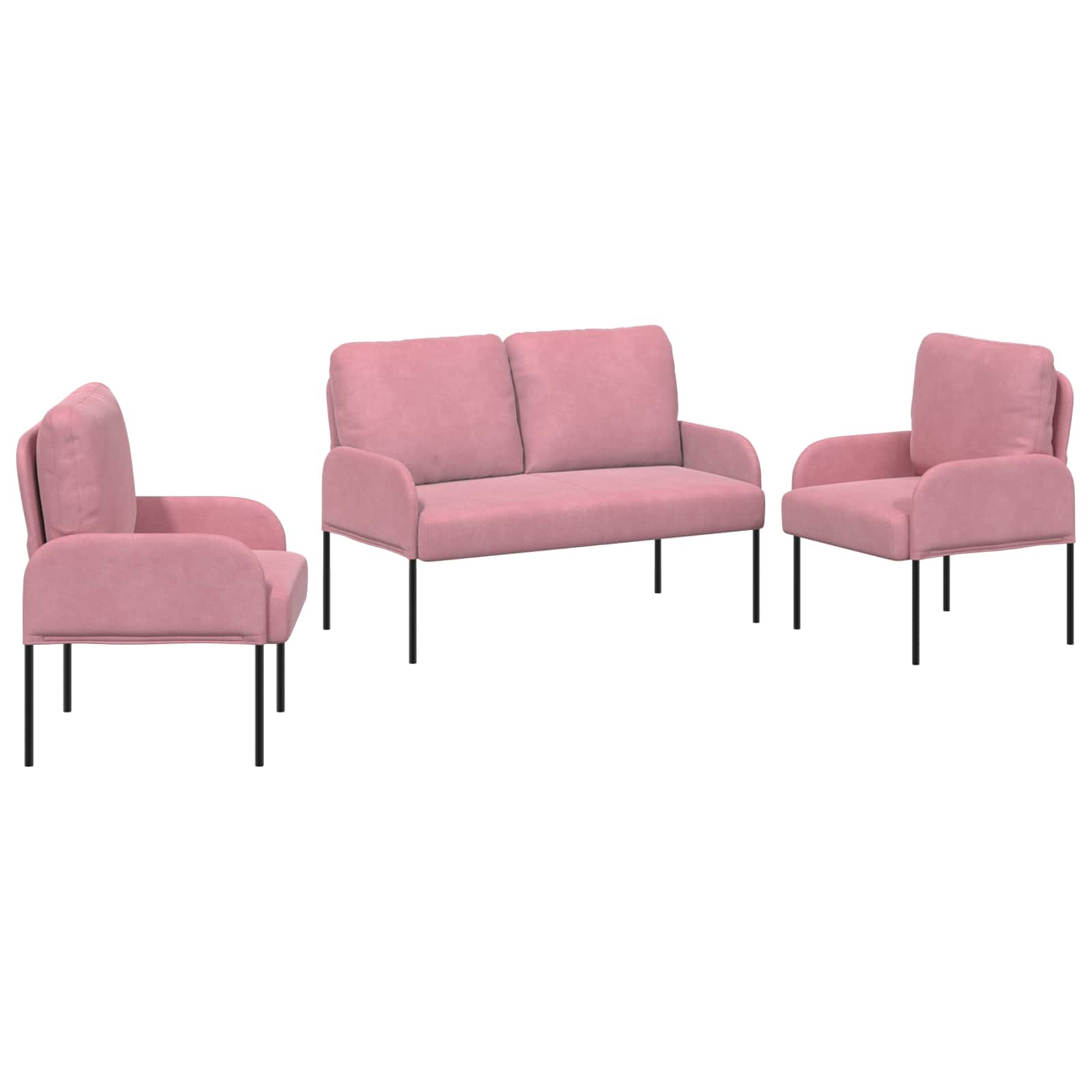 Setovi sofa 3 pcs Ružičasta 115 x 56 x 80 cm Šperploča