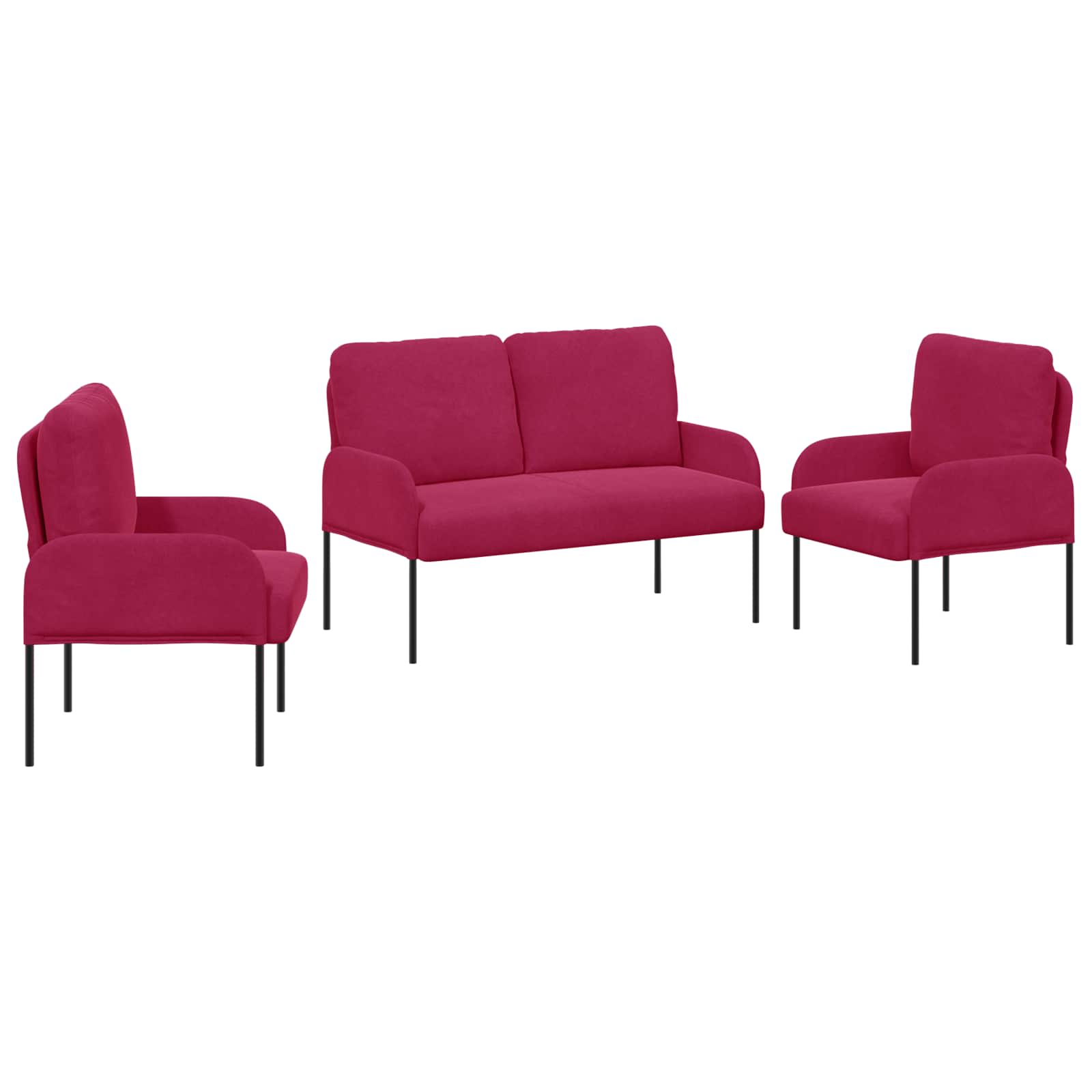 Setovi sofa 3 pcs Vinska crvena 115 x 56 x 80 cm Šperploča