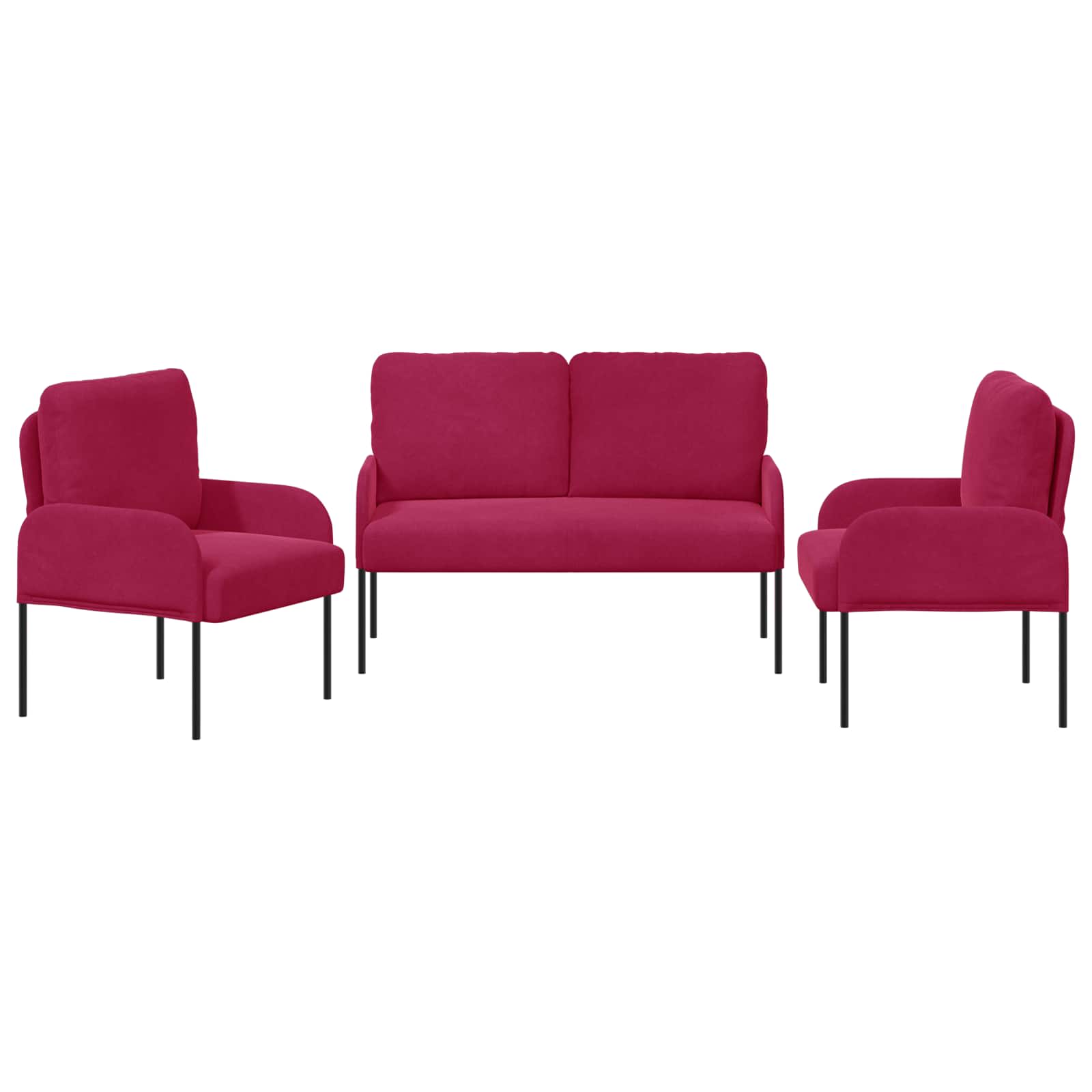 Setovi sofa 3 pcs Vinska crvena 115 x 56 x 80 cm Šperploča