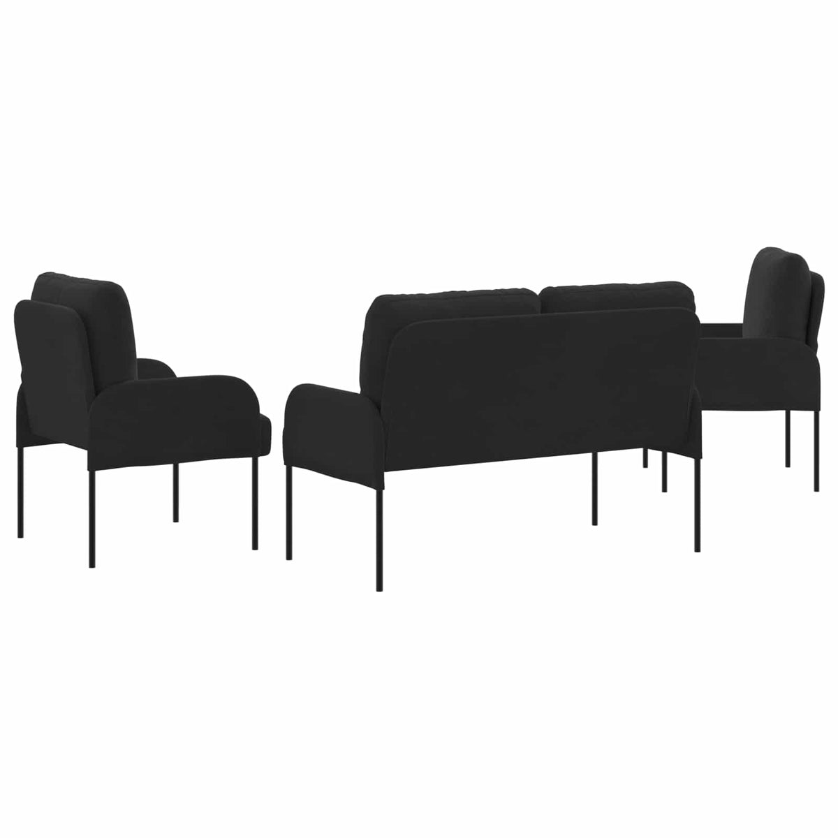 Setovi sofa s jastukom 3 pcs Crna 115 x 56 x 80 cm Šperploča