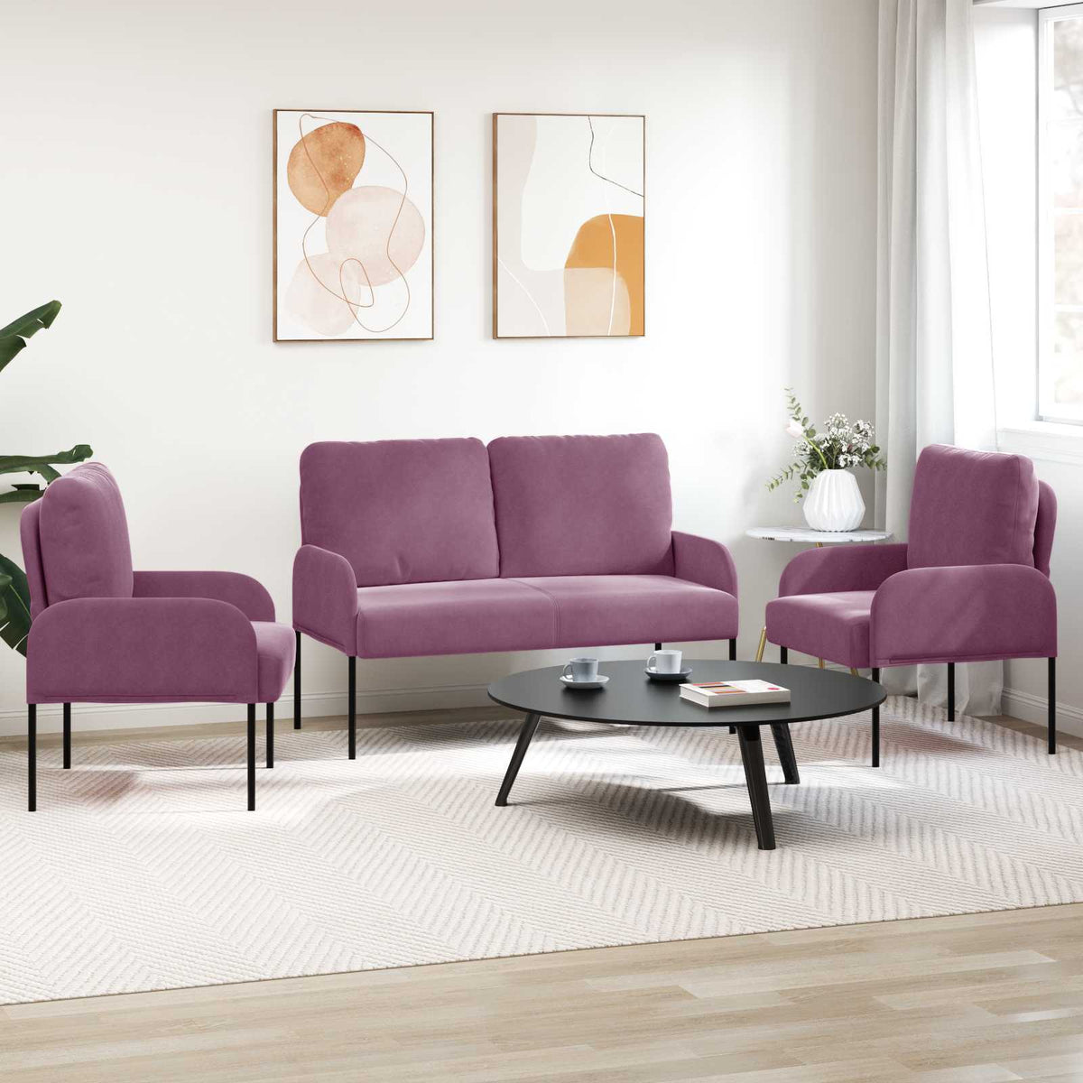 Setovi sofa 3 pcs Svijetlo siva 115 x 56 x 80 cm Šperploča