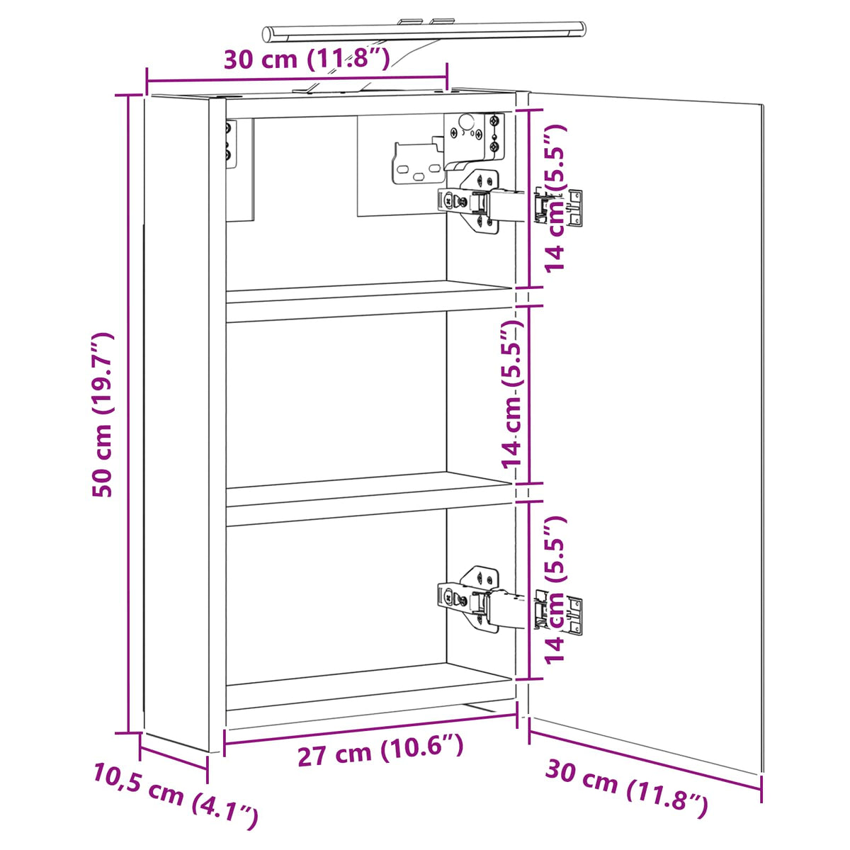 Kupaonski ormar s ogledalom Zidne Staro drvo 30 x 10,5 x 50 cm