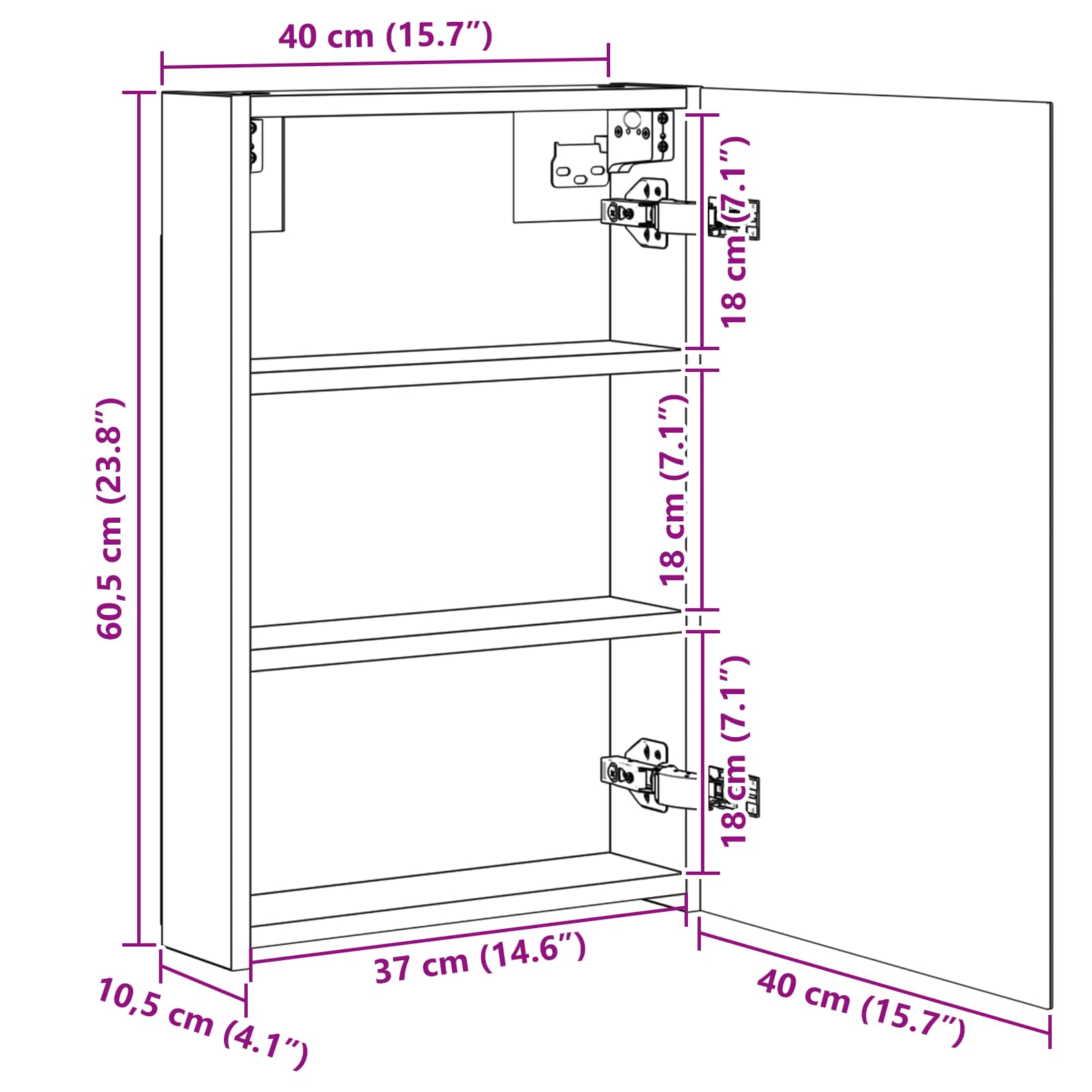 Kupaonski ormar s ogledalom Staro drvo 40 x 10,5 x 60,5 cm