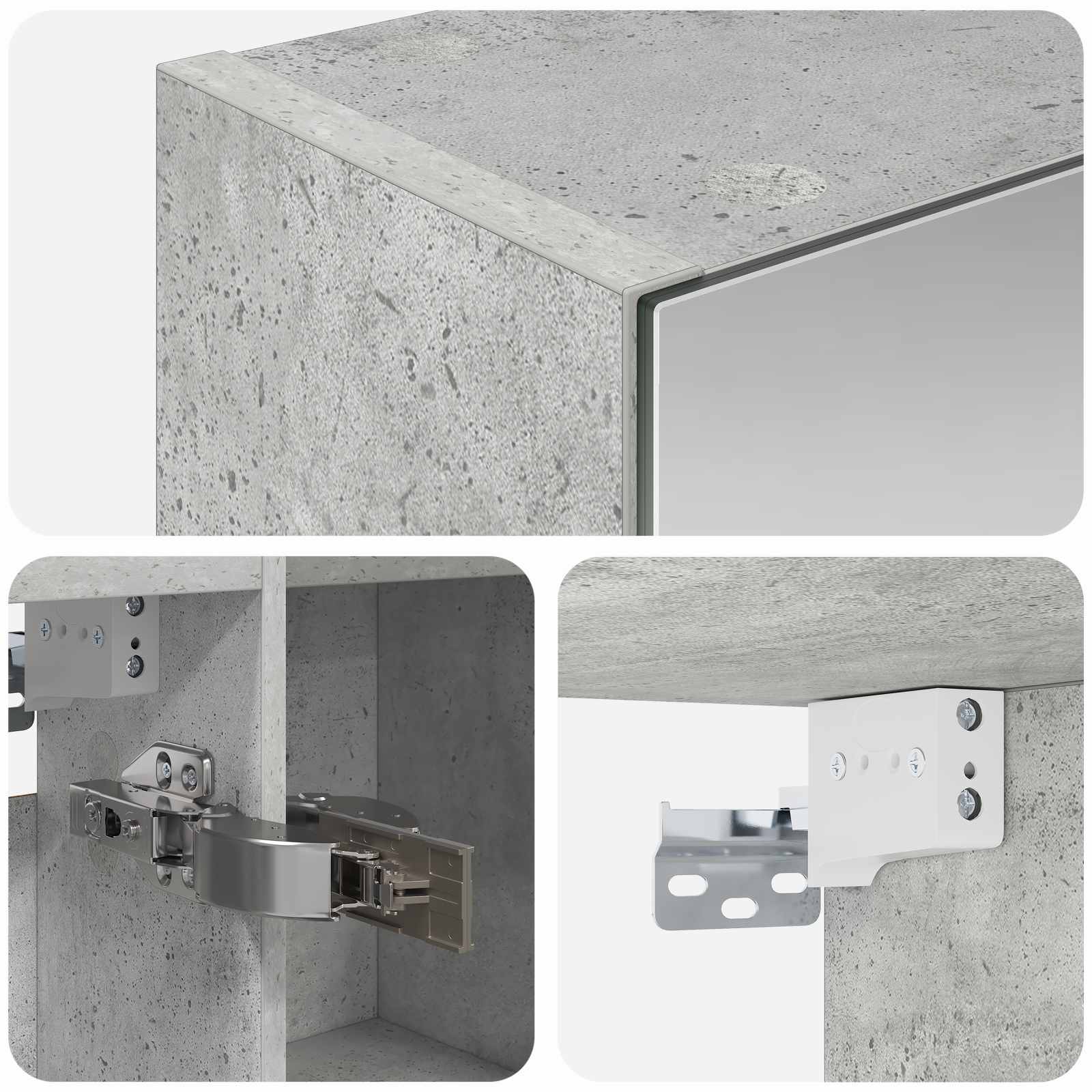 Kupaonski ormar s ogledalom Betonski sivi 70 x 14,5 x 70 cm