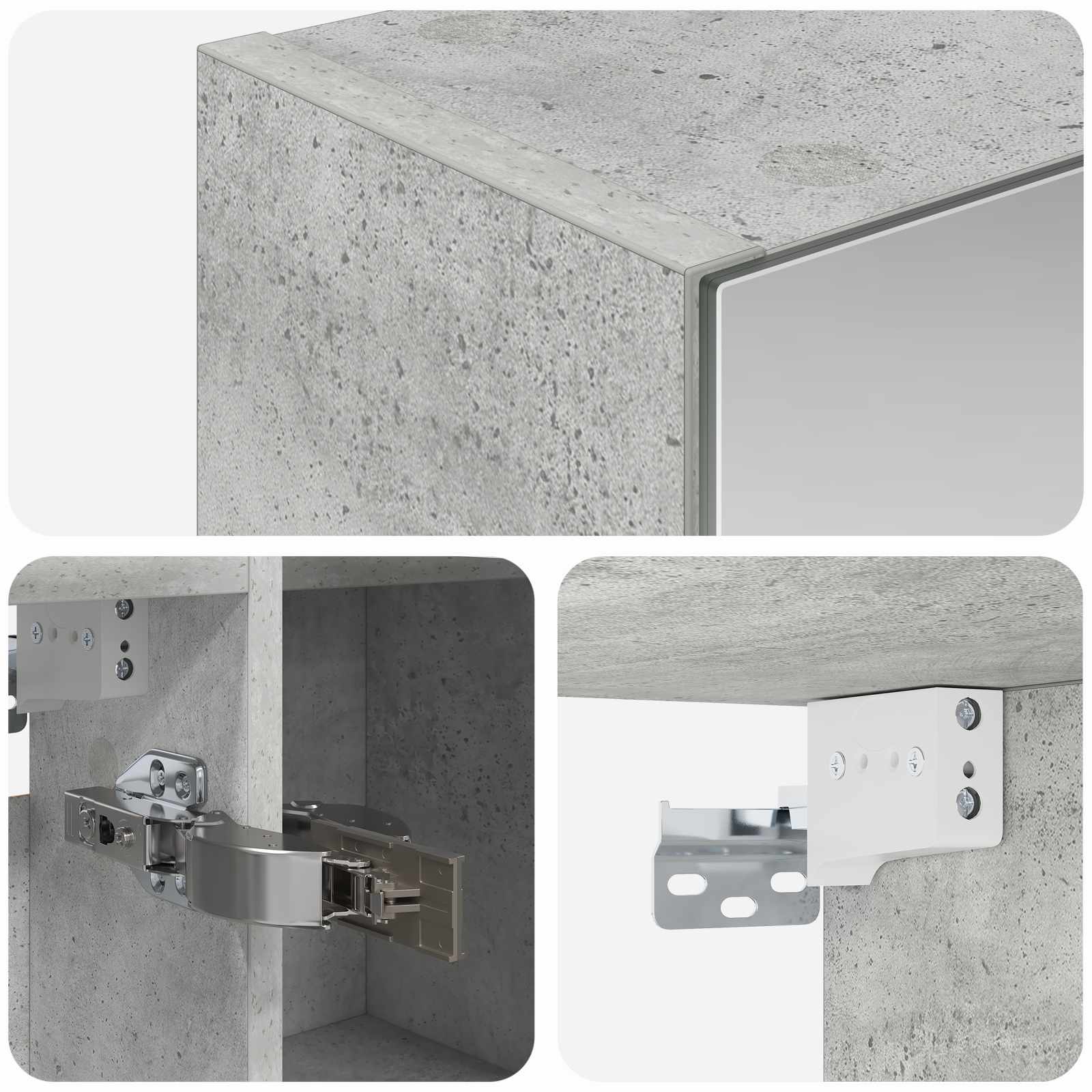 Kupaonski ormar s ogledalom Betonski sivi 70 x 14,5 x 70 cm
