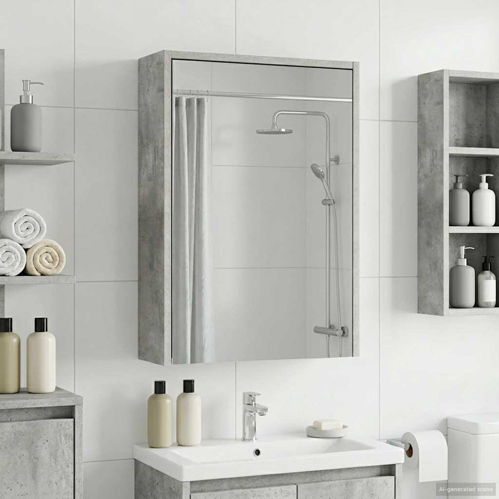 Kupaonski ormar s ogledalom Betonski sivi 43 x 16 x 62.5 cm