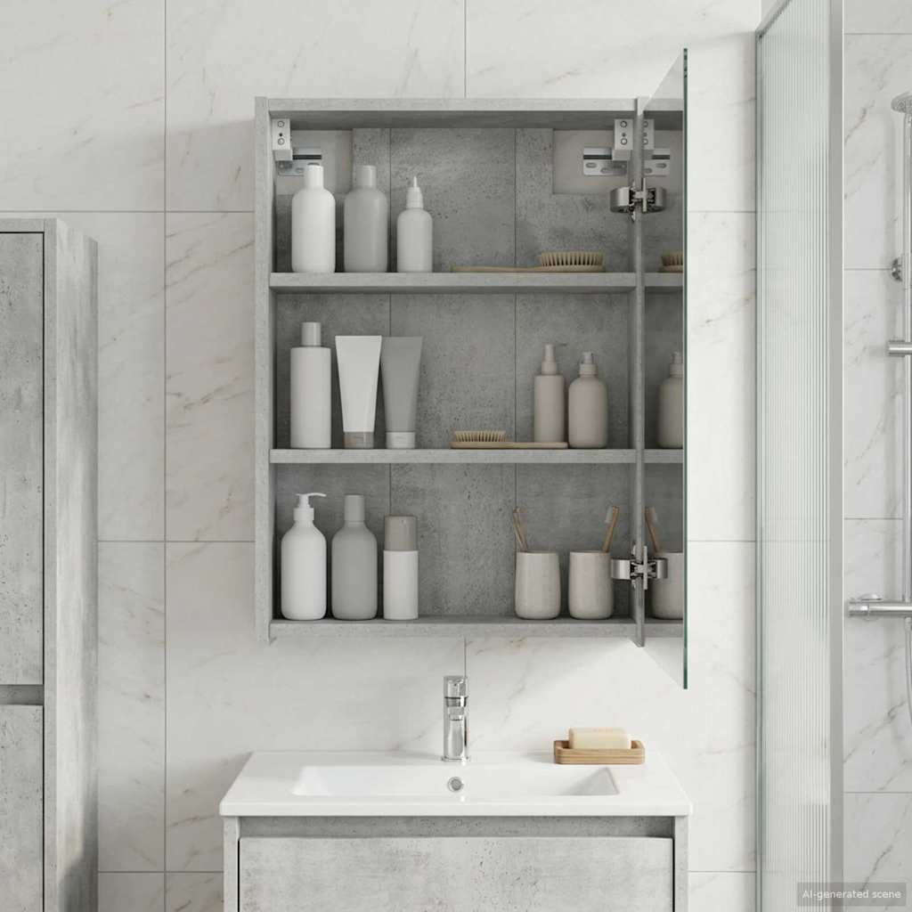 Kupaonski ormar s ogledalom Betonski sivi 43 x 16 x 62.5 cm