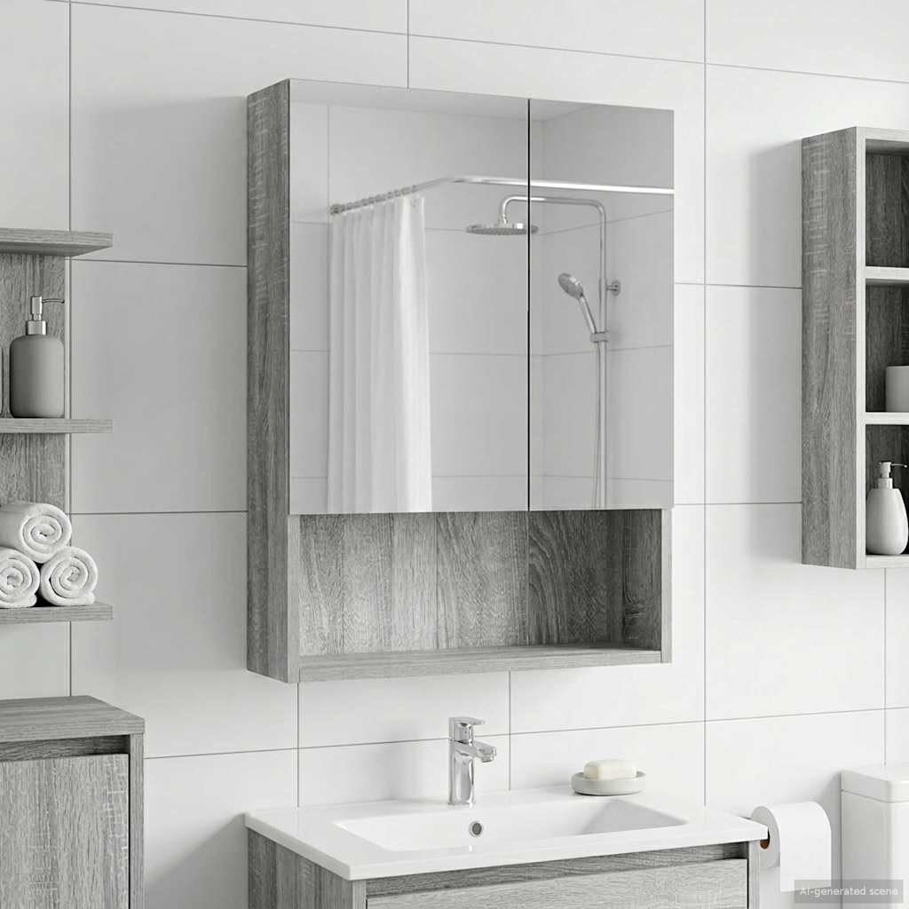 Kupaonski ormar s ogledalom Zidne Siva Sonoma 50 x 14,5 x 70 cm