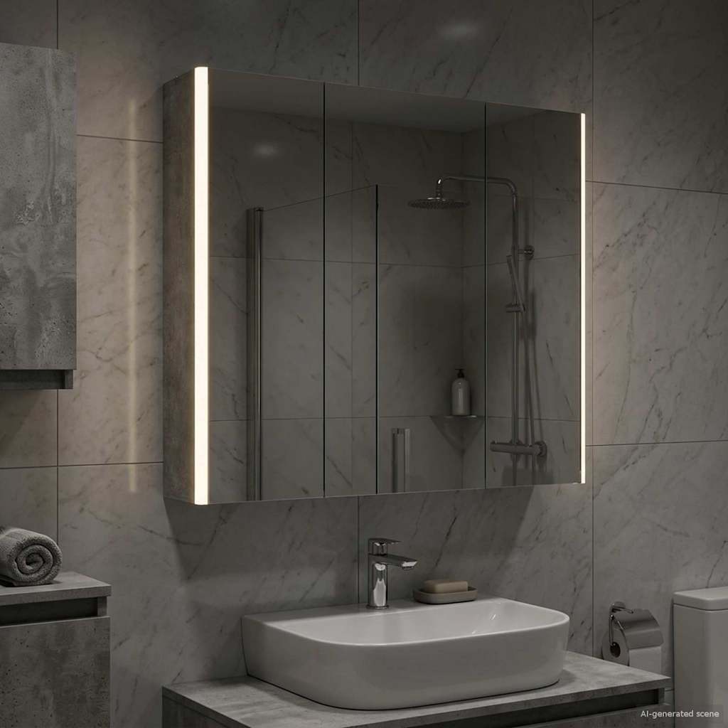 Kupaonski ormar s ogledalom Betonski sivi 73.5 x 15.5 x 70 cm