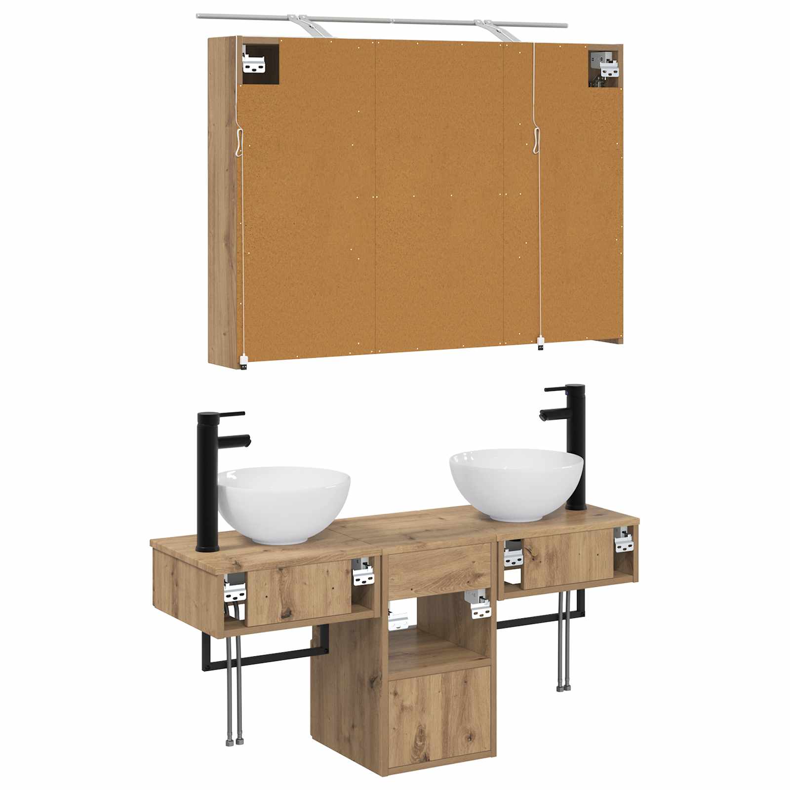 Set ormarića za kupaonicu 4 pcs 100 x 14,5 x 70 cm