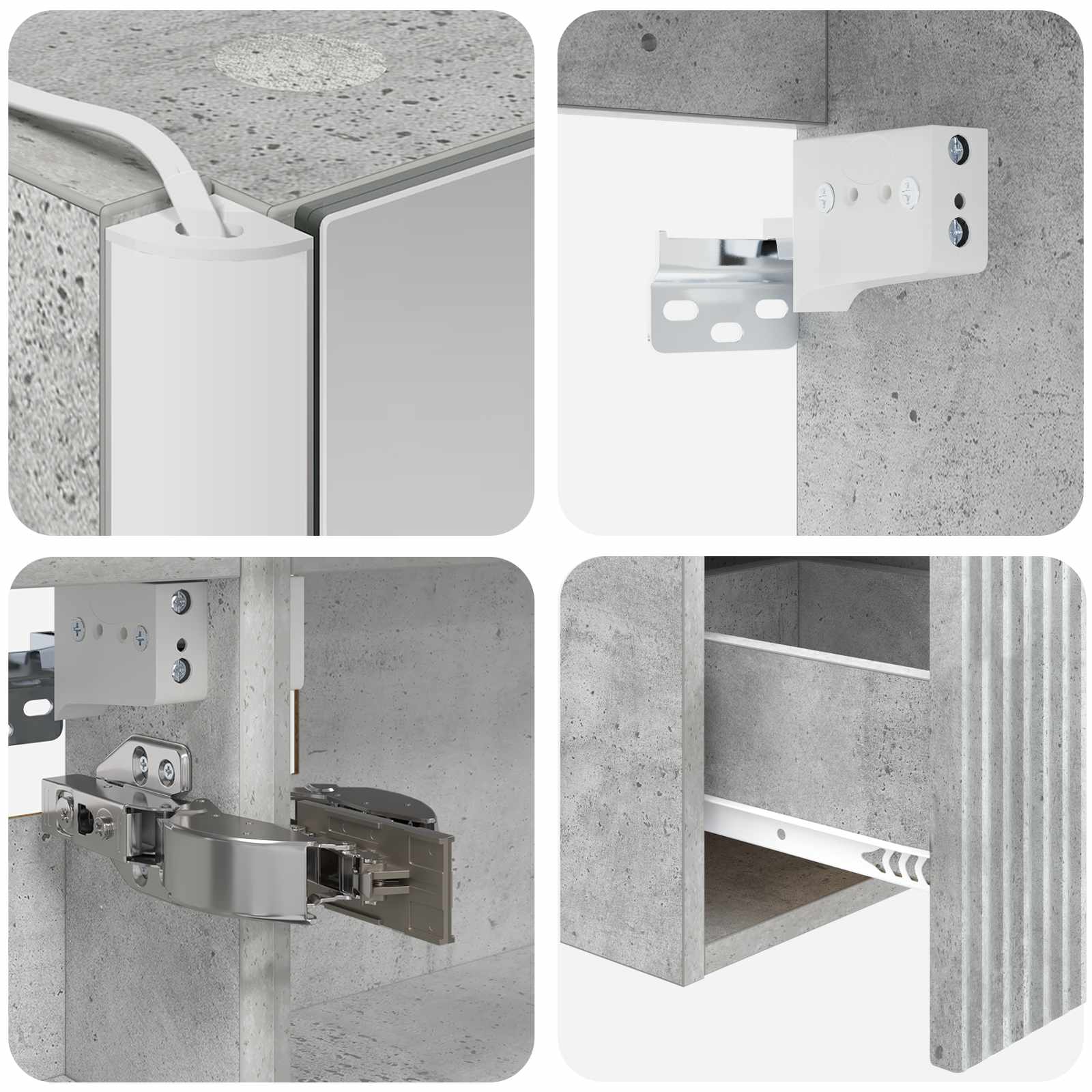 Set ormarića za kupaonicu 4 pcs Betonska siva
