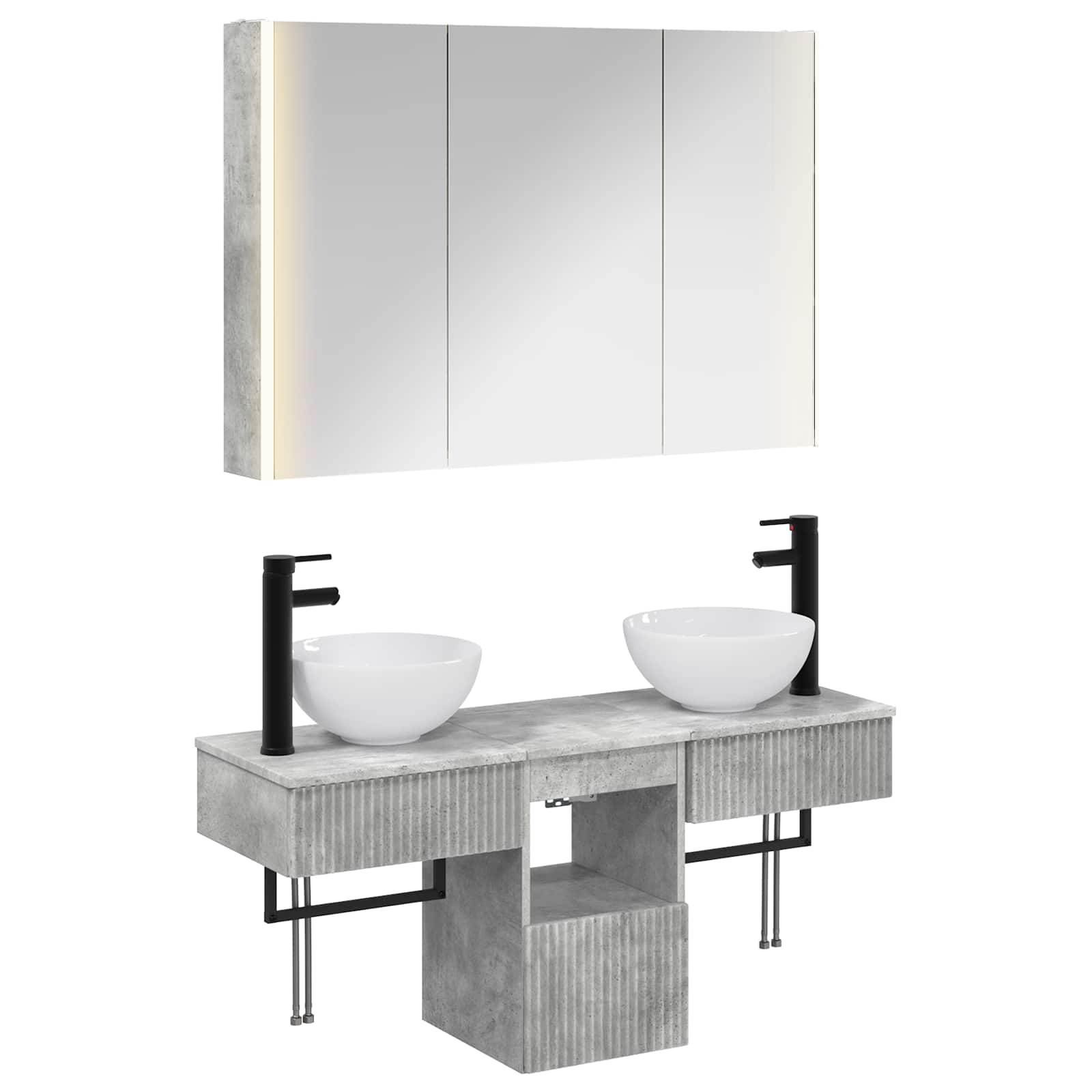Set ormarića za kupaonicu 4 pcs Betonska siva