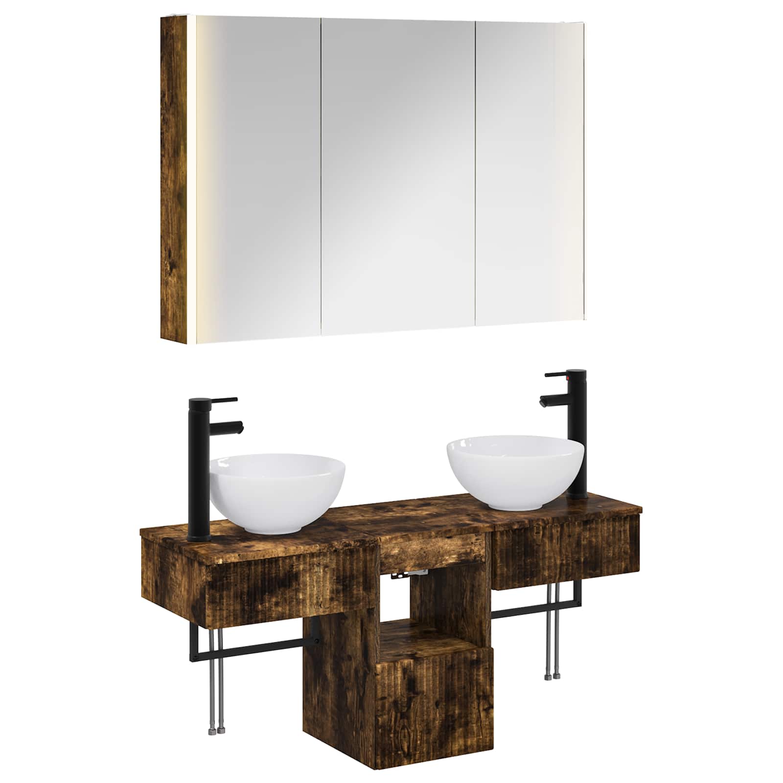 Set ormarića za kupaonicu 4 pcs Dimljeni hrast