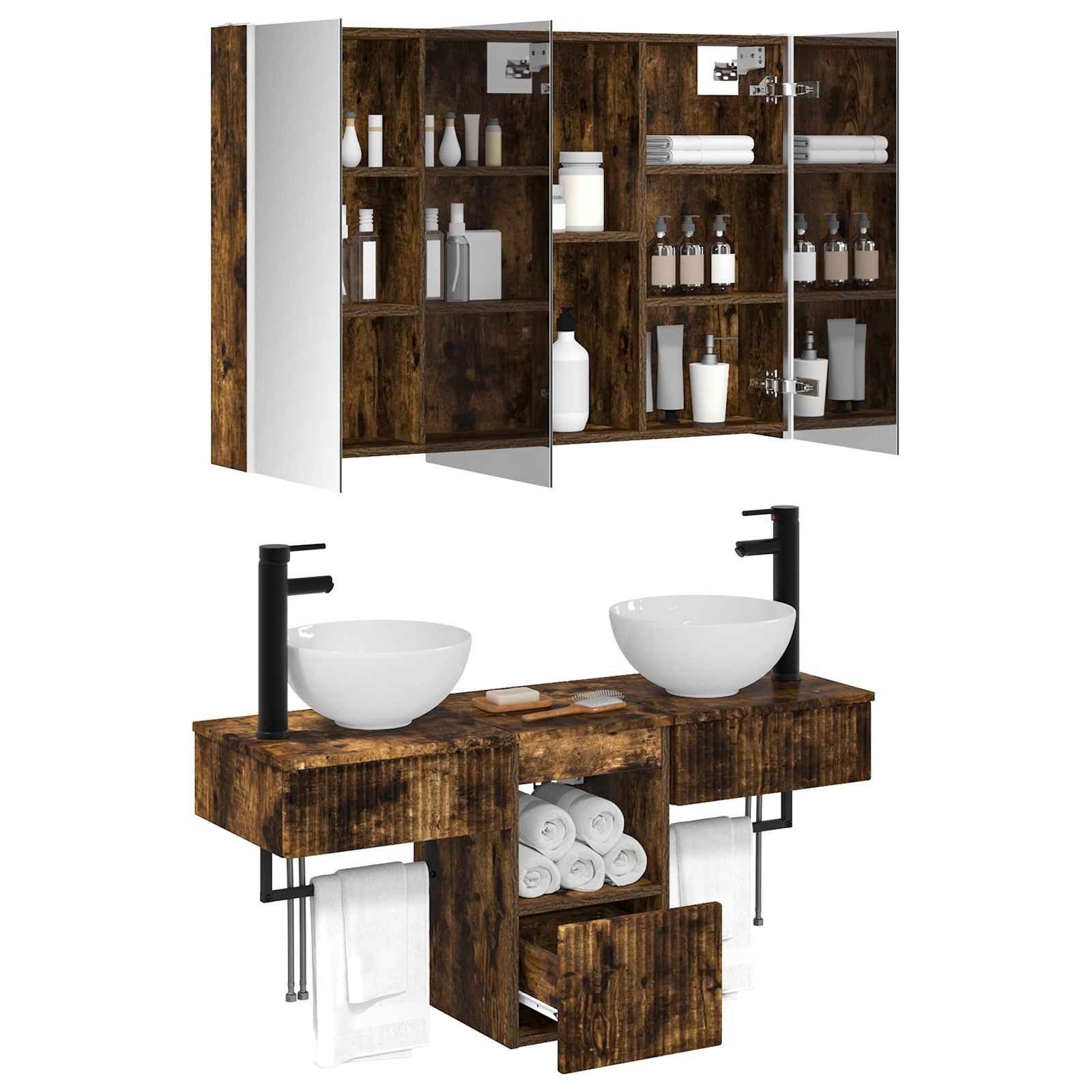 Set ormarića za kupaonicu 4 pcs Dimljeni hrast