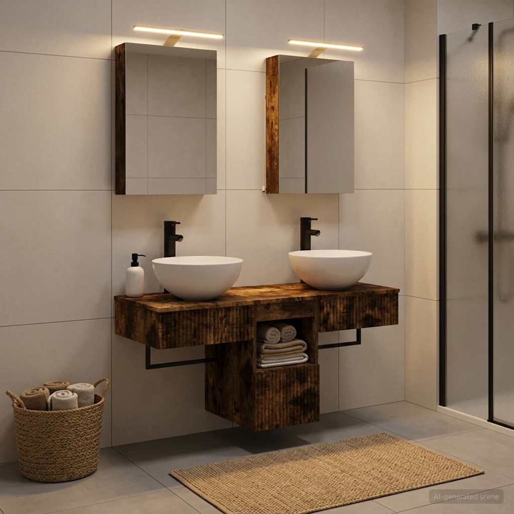 Set ormarića za kupaonicu 5 pcs Dimljeni hrast