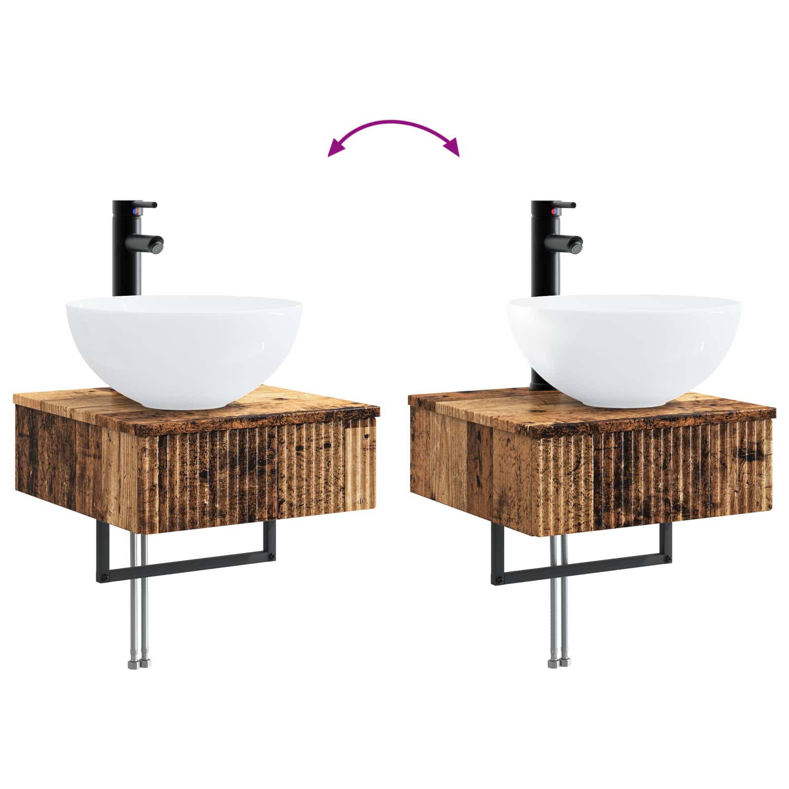 Set ormarića za kupaonicu 5 pcs Staro drvo 40 x 10,5 x 60,5 cm