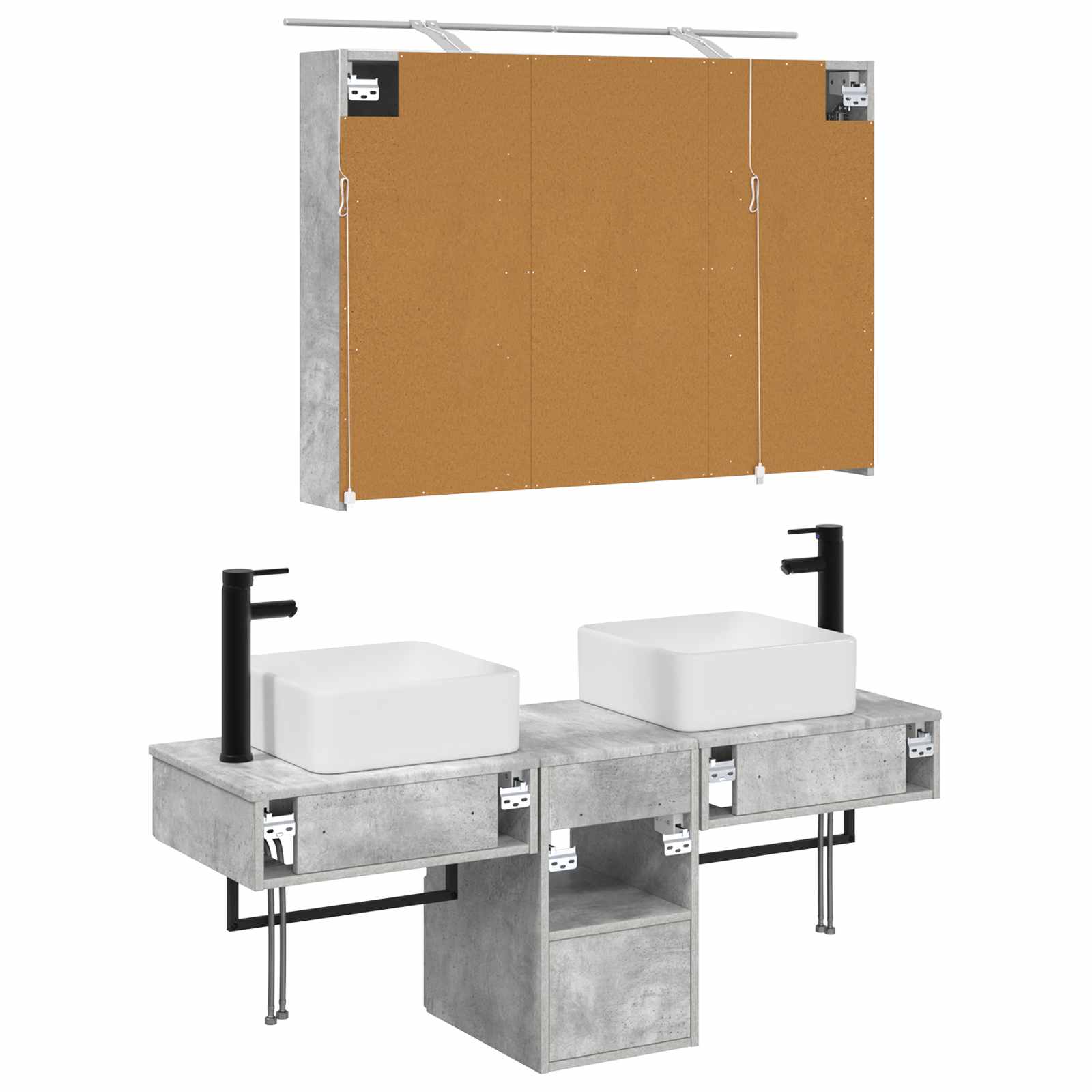 Set ormarića za kupaonicu 4 pcs Betonska siva