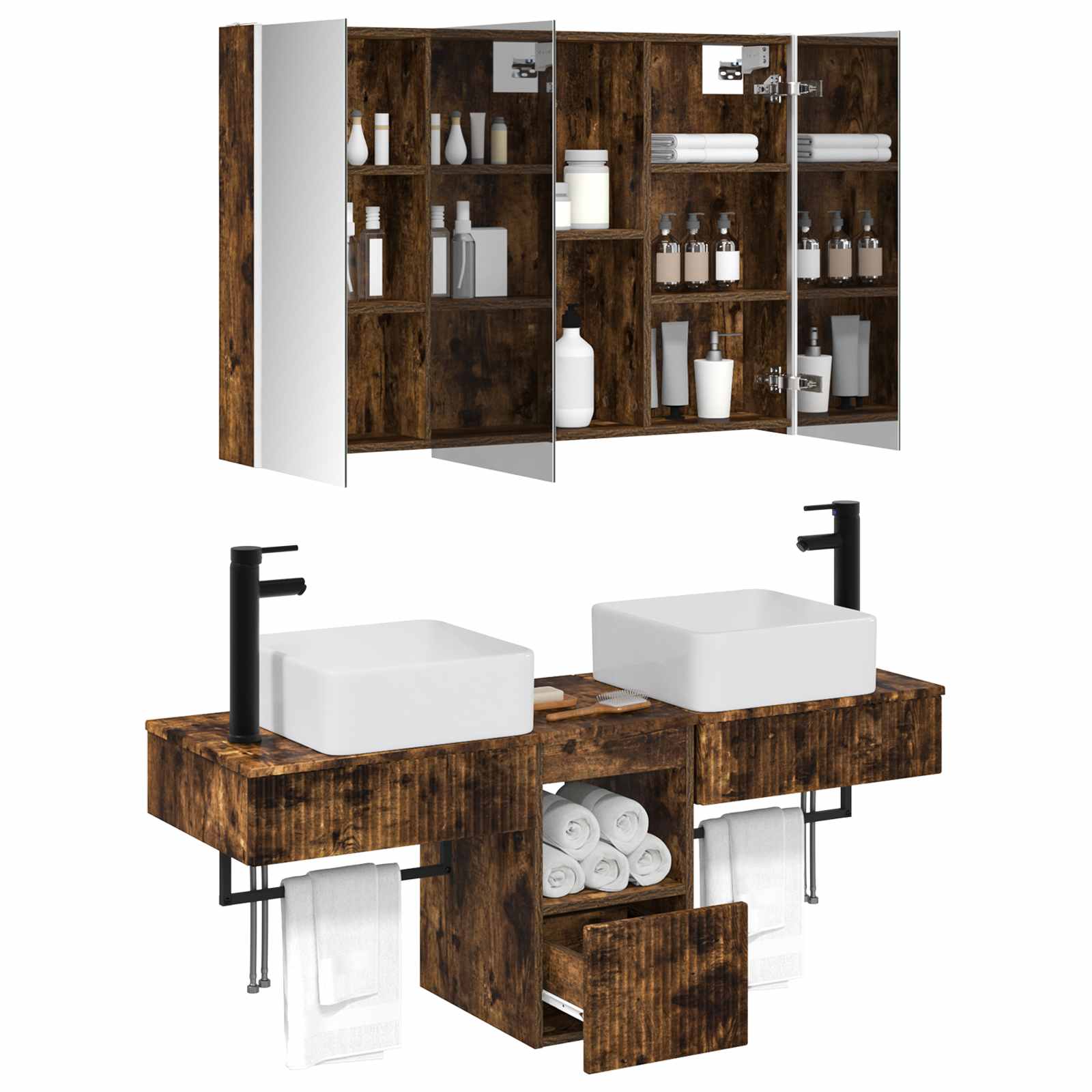 Set ormarića za kupaonicu 4 pcs Dimljeni hrast