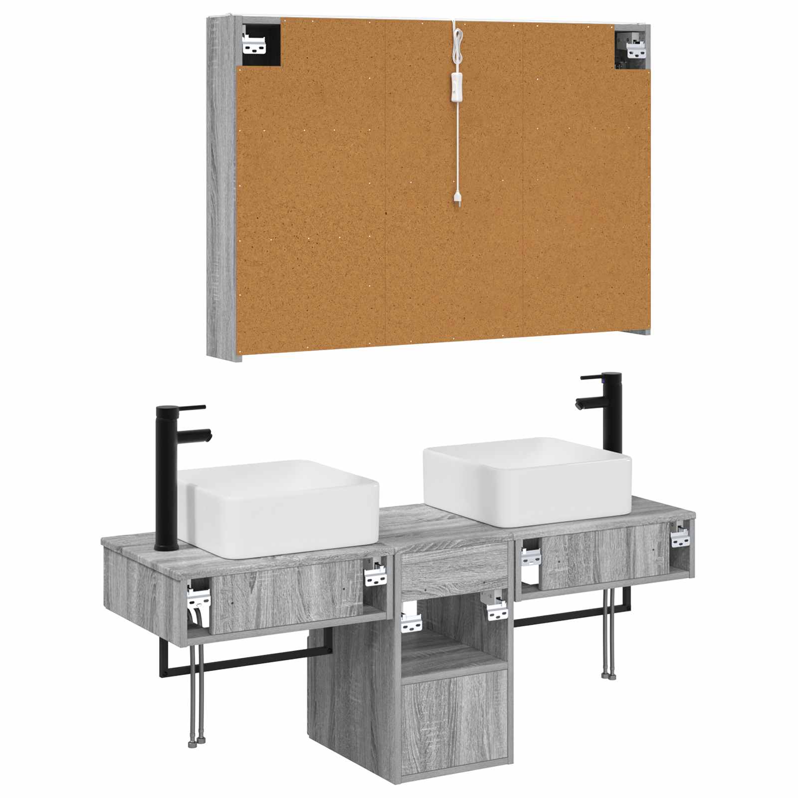Set ormarića za kupaonicu 4 pcs Siva Sonoma